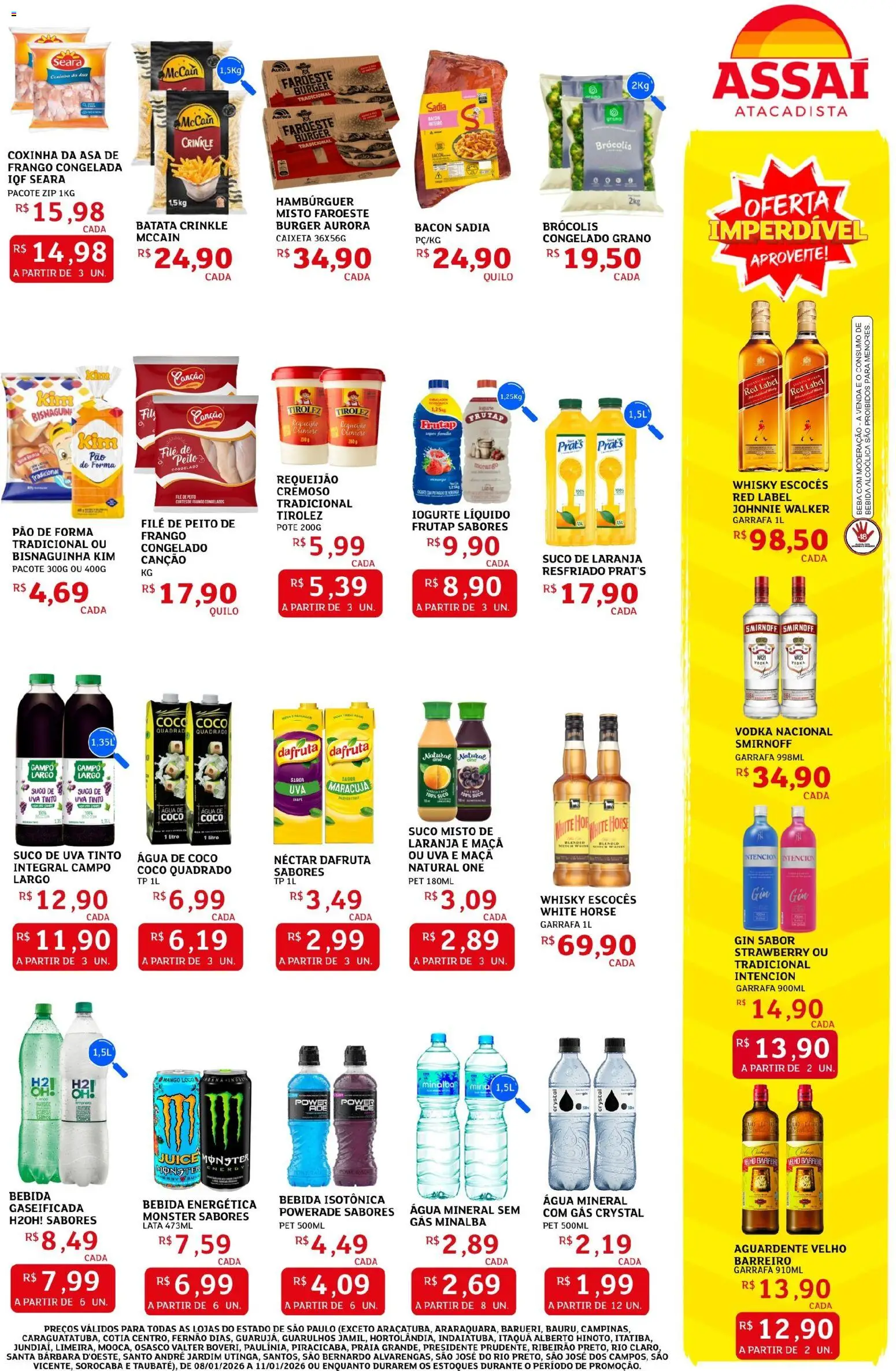 Assaí Atacadista Folheto - válido de 08.01.2026 | Página: 3 | Produtos: Minalba, Pão, Gin, Brócolis