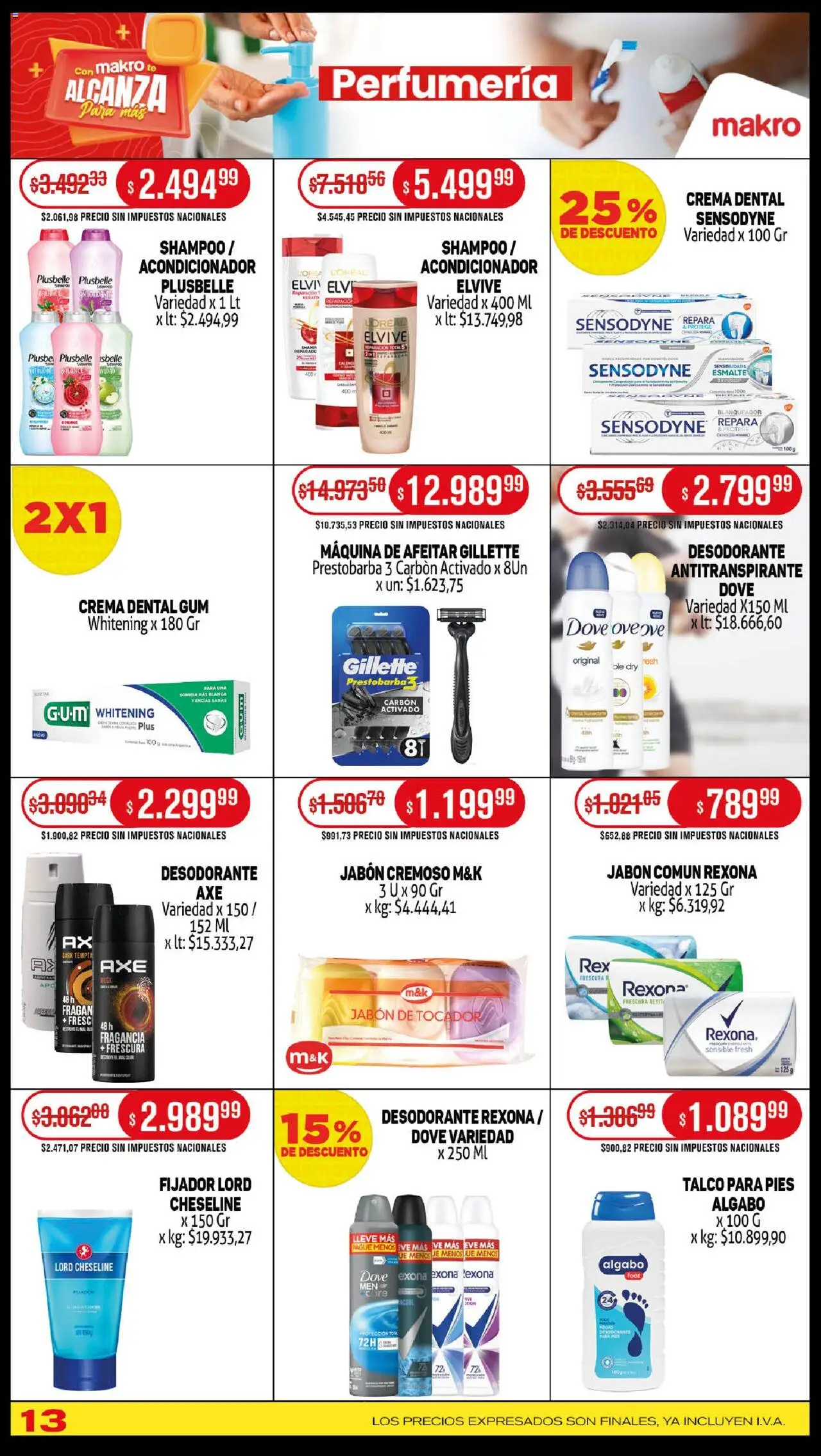 Makro ofertas │ válido desde el 09.10.2025 | Página: 13 | Productos: Shampoo, Acondicionador, Antitranspirante, Té