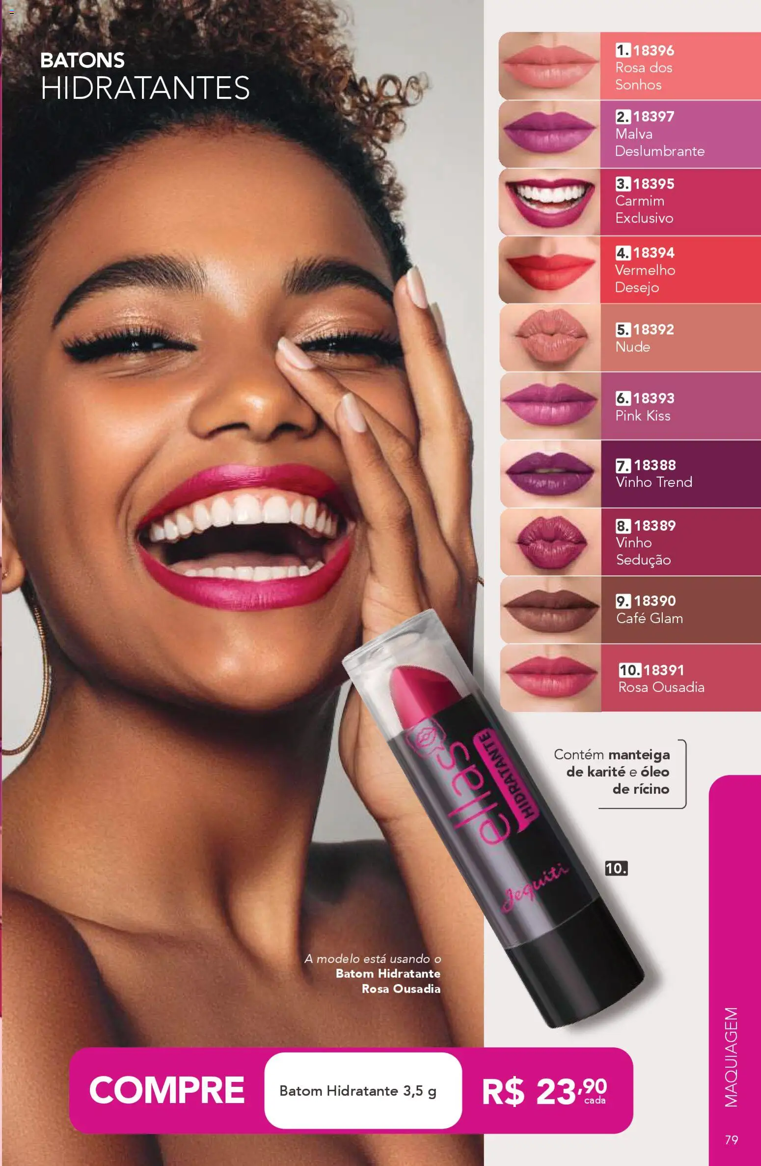 Jequiti Folheto - válido de 06.03.2026 | Página: 79 | Produtos: Batom, Óleo, Café, Vinho