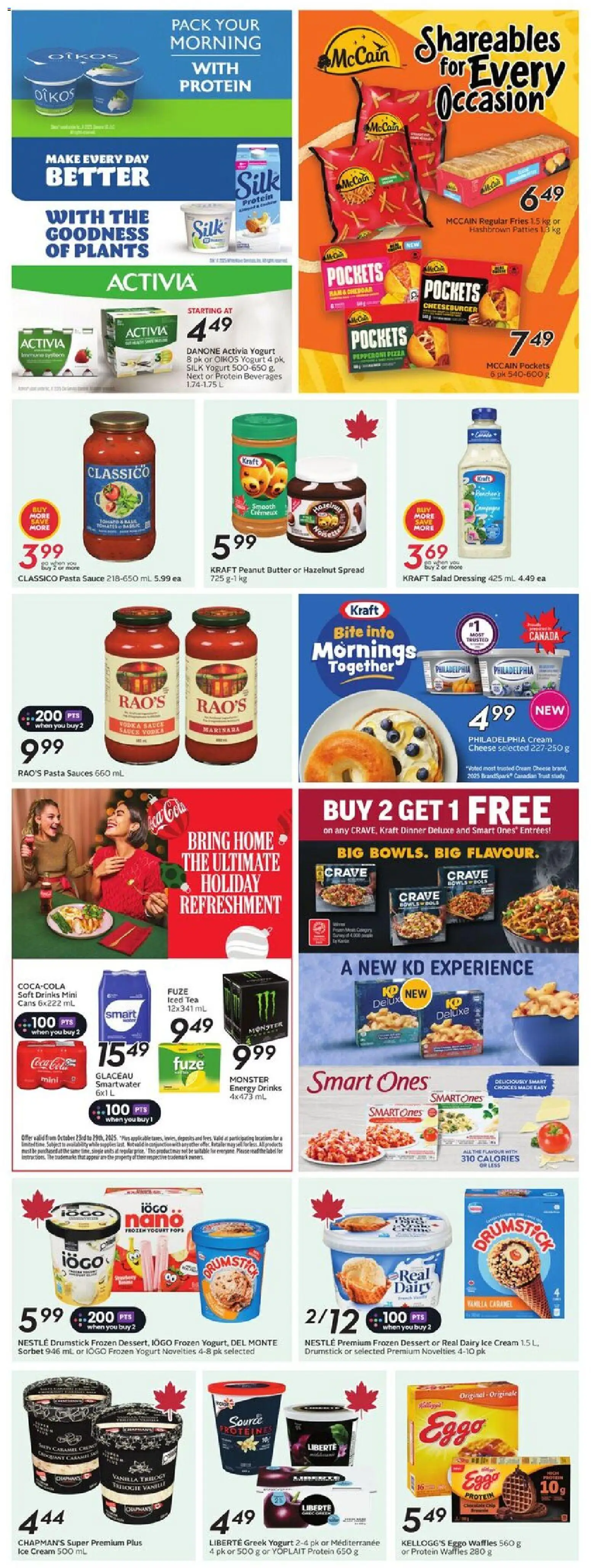 Sobeys flyer valid from 23.10.2025 | Page: 21 | Products: Cream, Ice cream, Salad, Pizza