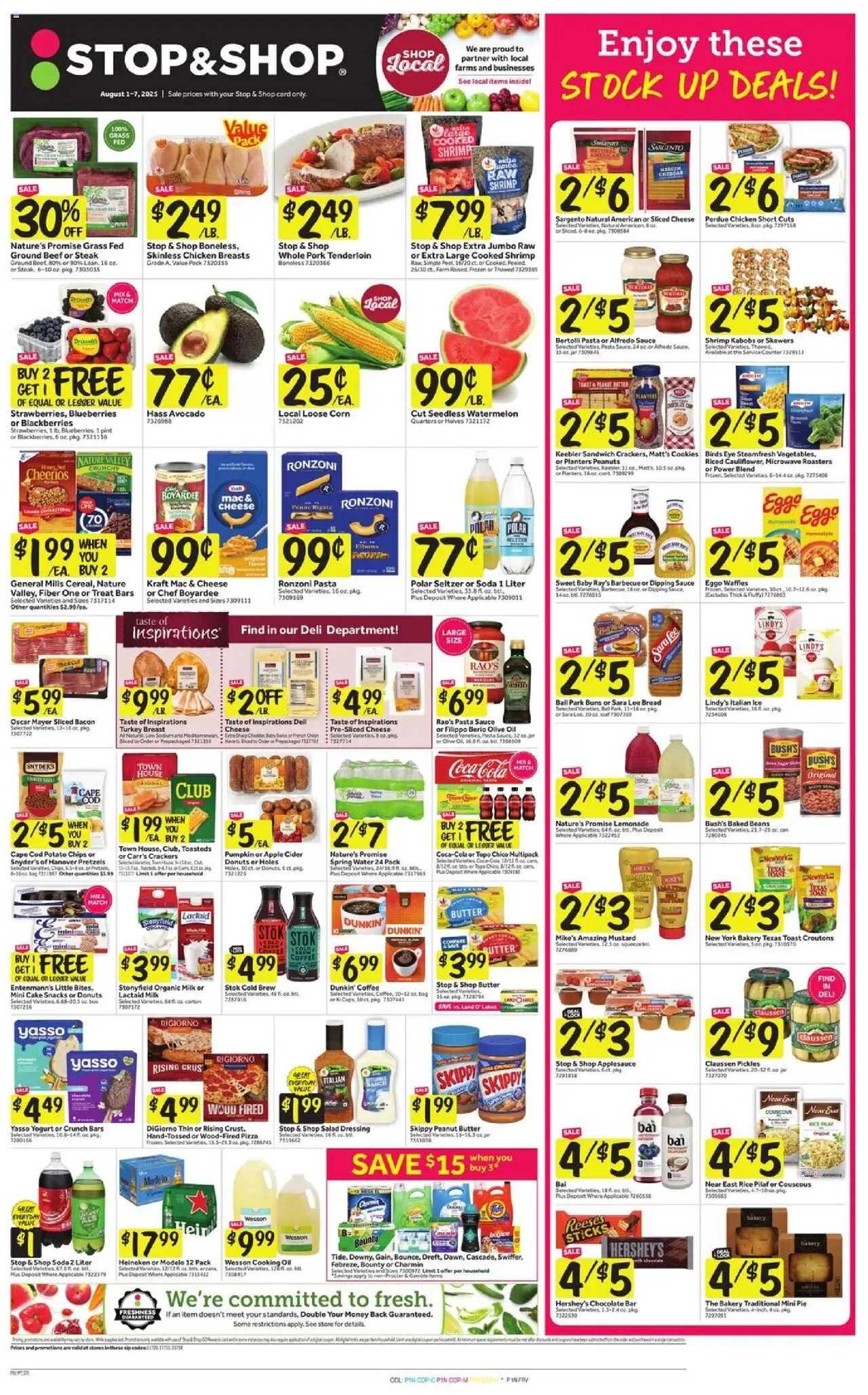 Stop & Shop Weekly Circular - NY - valid from 01.08.2025 | Page: 1 | Products: Bakery, Box, Sauce, Watermelon