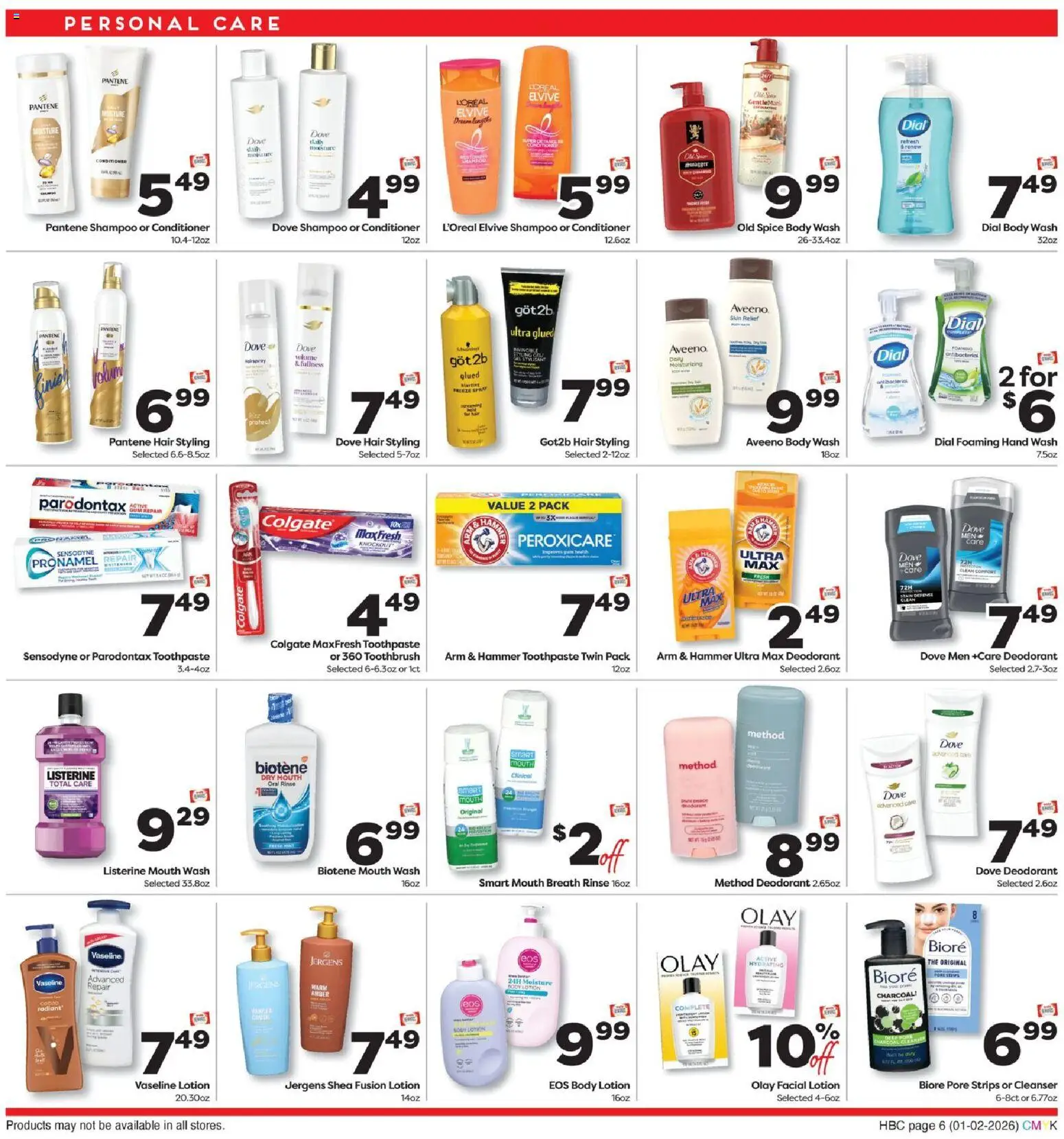 Weis Health & Home - valid from 02.01.2026 | Page: 6 | Products: Deodorant, Toothpaste, Toothbrush, Body Wash