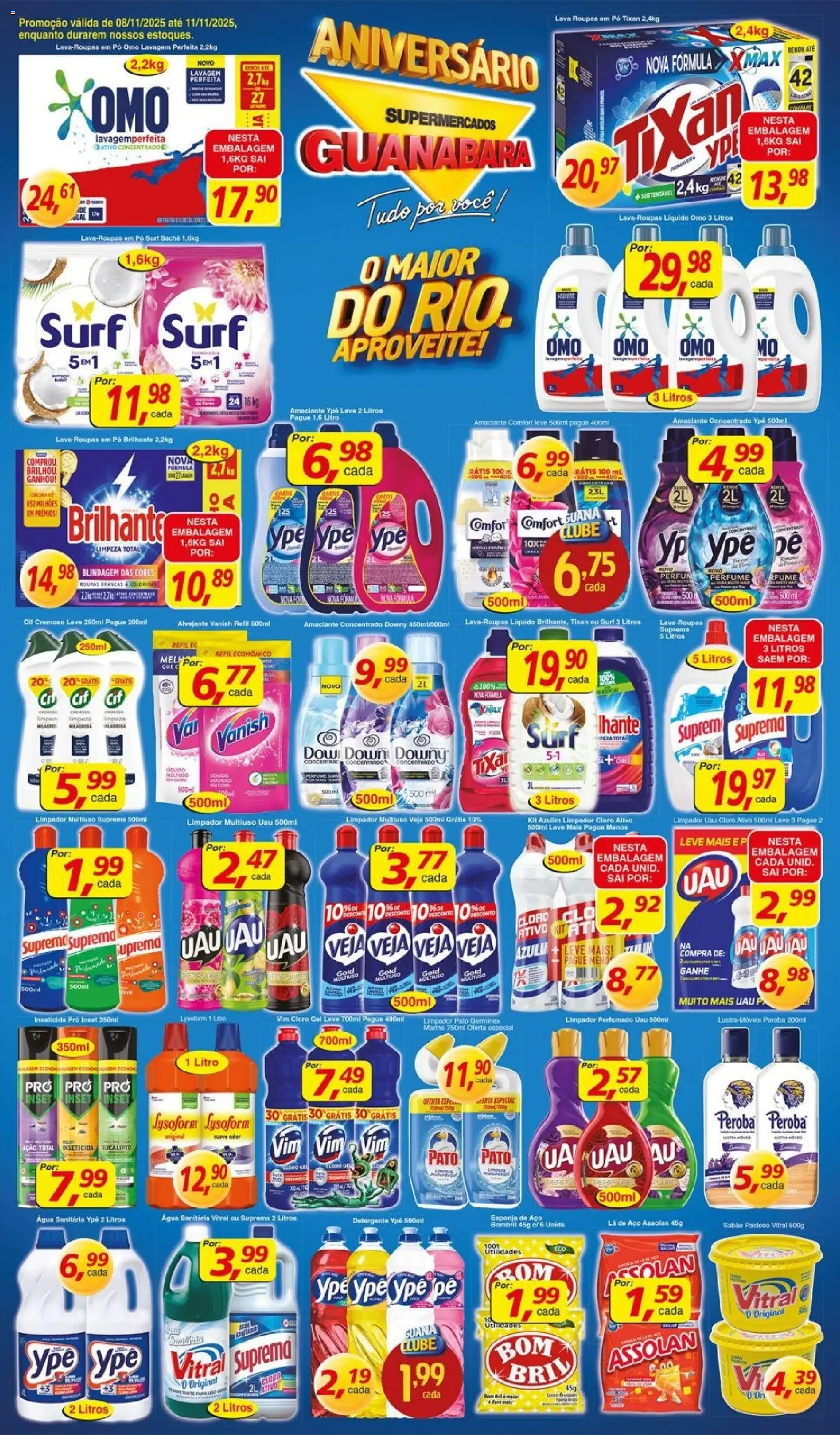 Supermercados Guanabara Folheto - válido de 08.11.2025 | Página: 12 | Produtos: Azulim, Esponja de aço, Pá, Amaciante