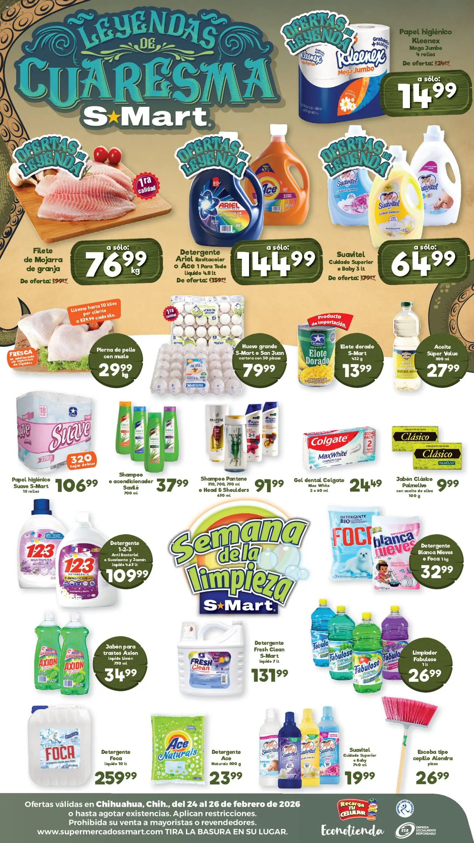 Nuevas ofertas de S-Mart válidas en toda la República Mexicana desde el 24.02.2026. ¡Encuentra las mejores ofertas en S-Mart folleto Chihuahua! | Página: 2 | Productos: Aceite de oliva, Cepillo, Aceite, Papel higiénico