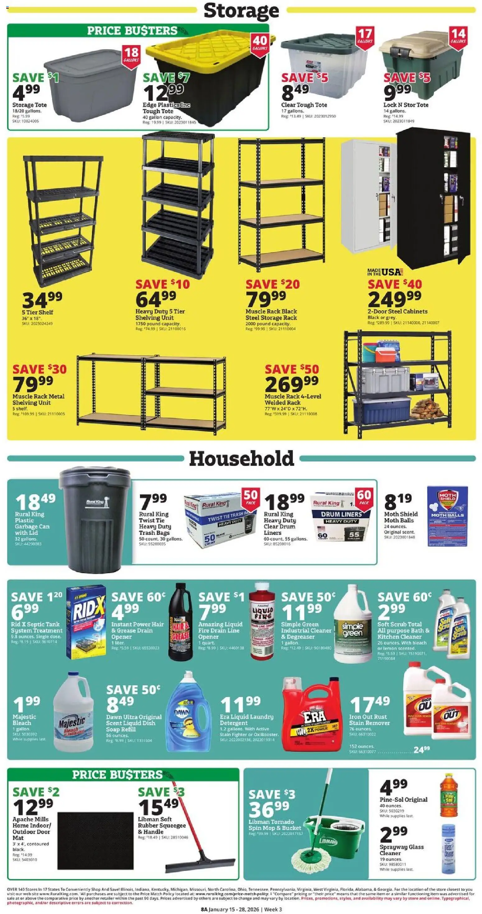 Rural King Weekly Ad - valid from 15.01.2026 | Page: 8 | Products: Shelf, Soap, Stain remover, Detergent