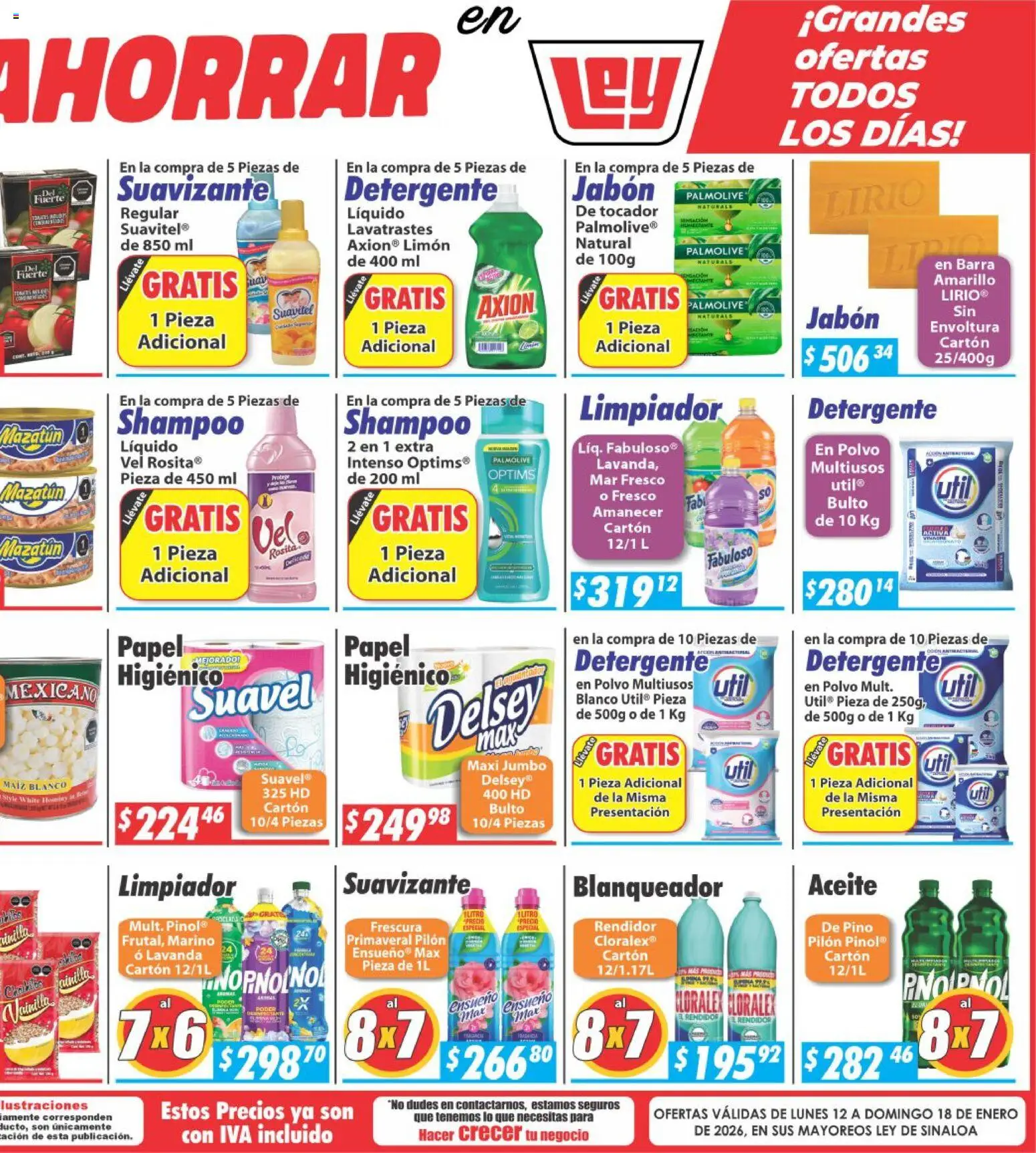 Nuevas ofertas de Casa Ley válidas en toda la República Mexicana desde el 12.01.2026. ¡Encuentra las mejores ofertas en Casa Ley folleto Sinaloa! | Página: 6 | Productos: Maíz, Barra, Polvo, Jabón