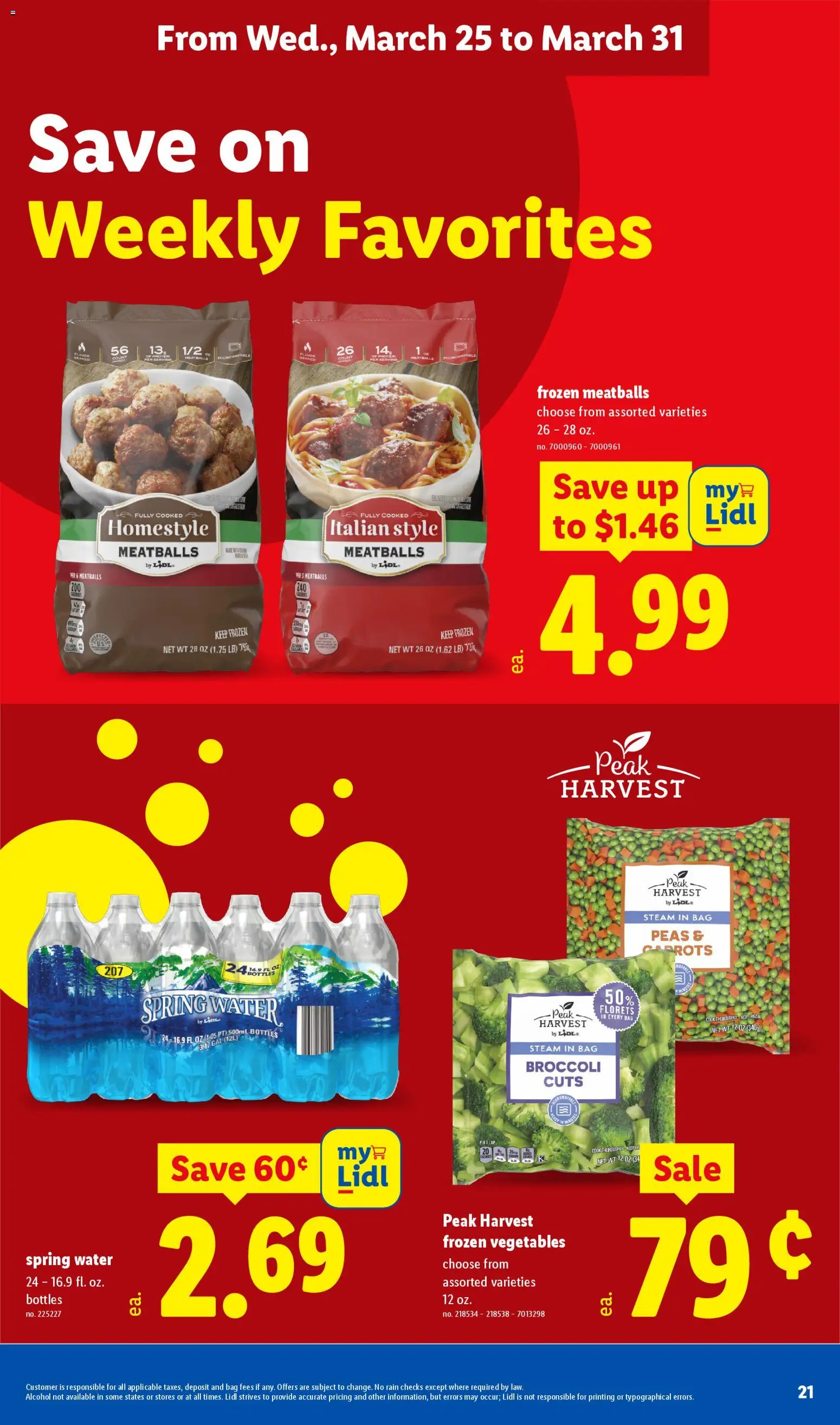 Lidl Weekly Ad - valid from 25.03.2026 | Page: 21 | Products: Broccoli, Water, Vegetables, Bag