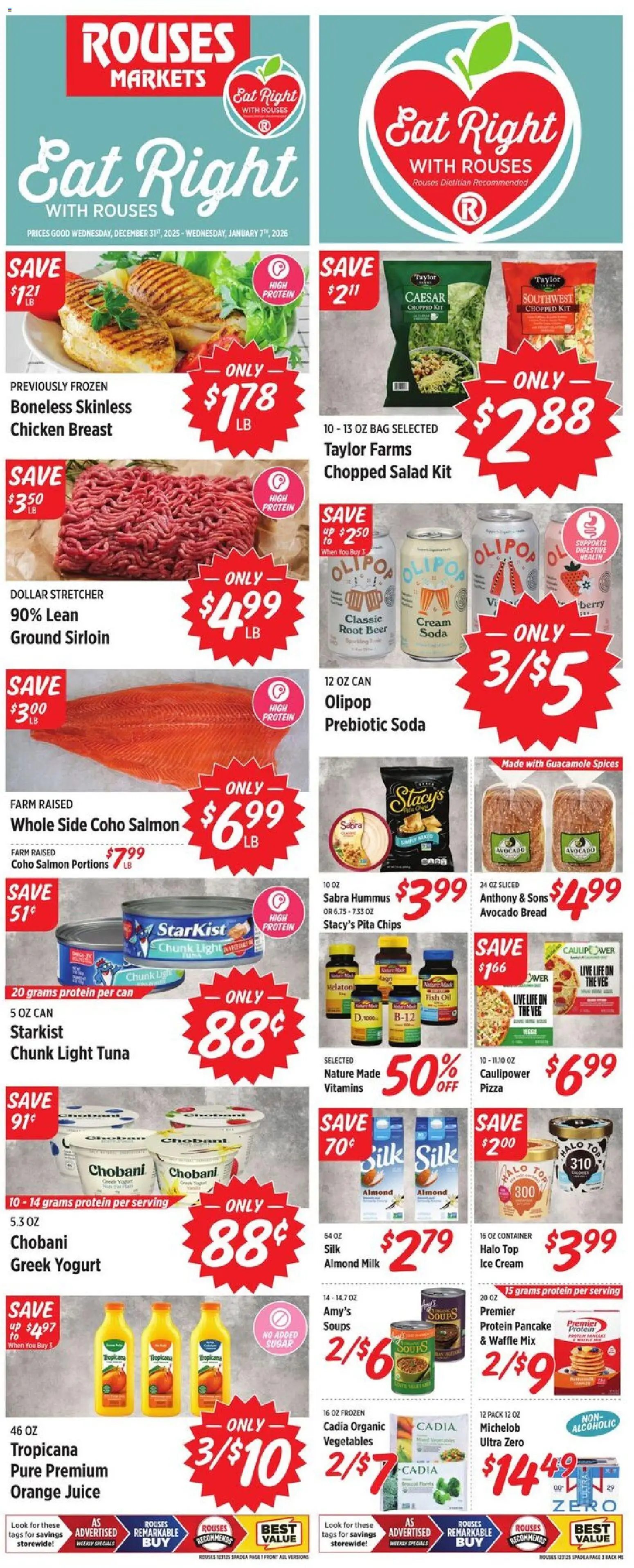 Rouses Weekly Ad - MS - valid from 31.12.2025 | Page: 1 | Products: Yogurt, Oil, Bread, Chips