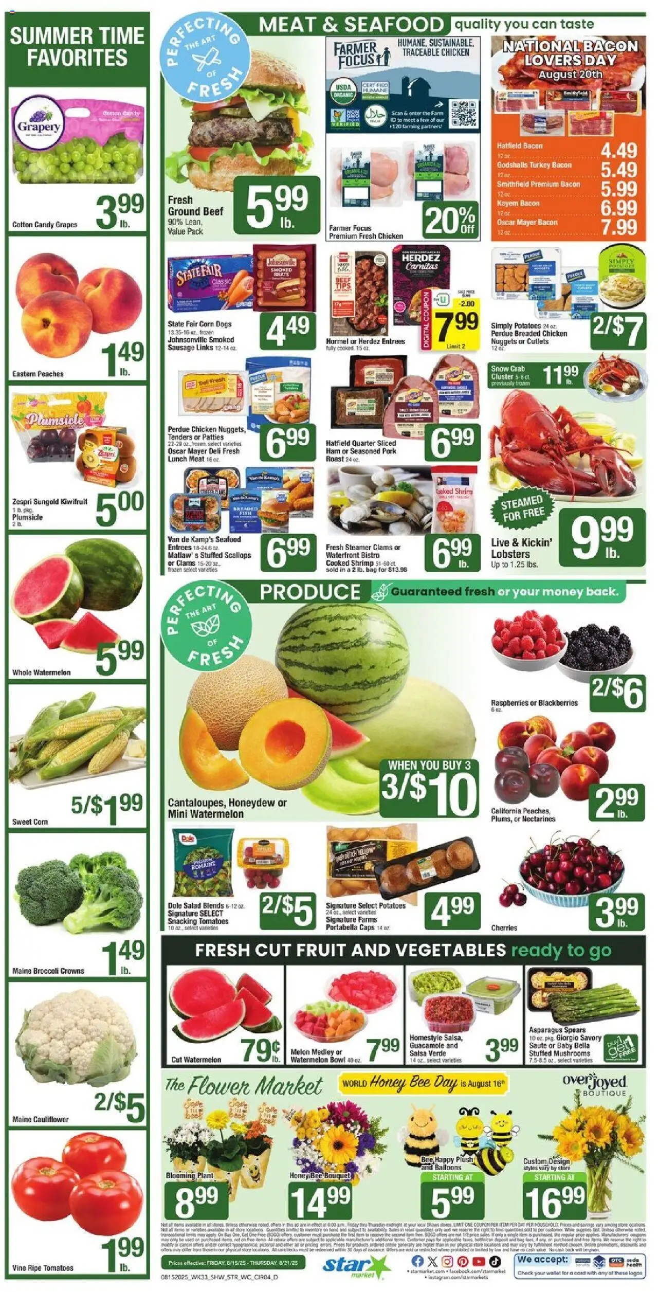 Star Market Weekly Ad - valid from 15.08.2025 | Page: 4 | Products: Peaches, Pork, Salad, Potatoes