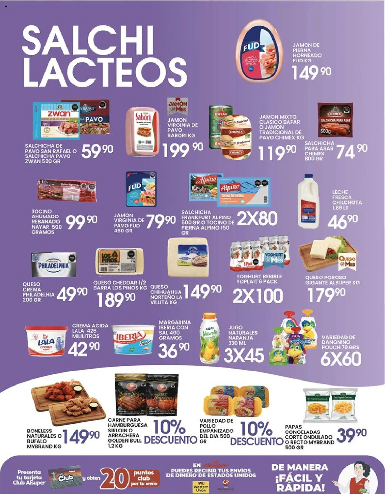 Nuevas ofertas de Alsuper válidas en toda la República Mexicana desde el 24.04.2026. ¡Encuentra las mejores ofertas en Alsuper folleto Torreon! | Página: 3 | Productos: Tocino, Salchicha, Leche, Barra