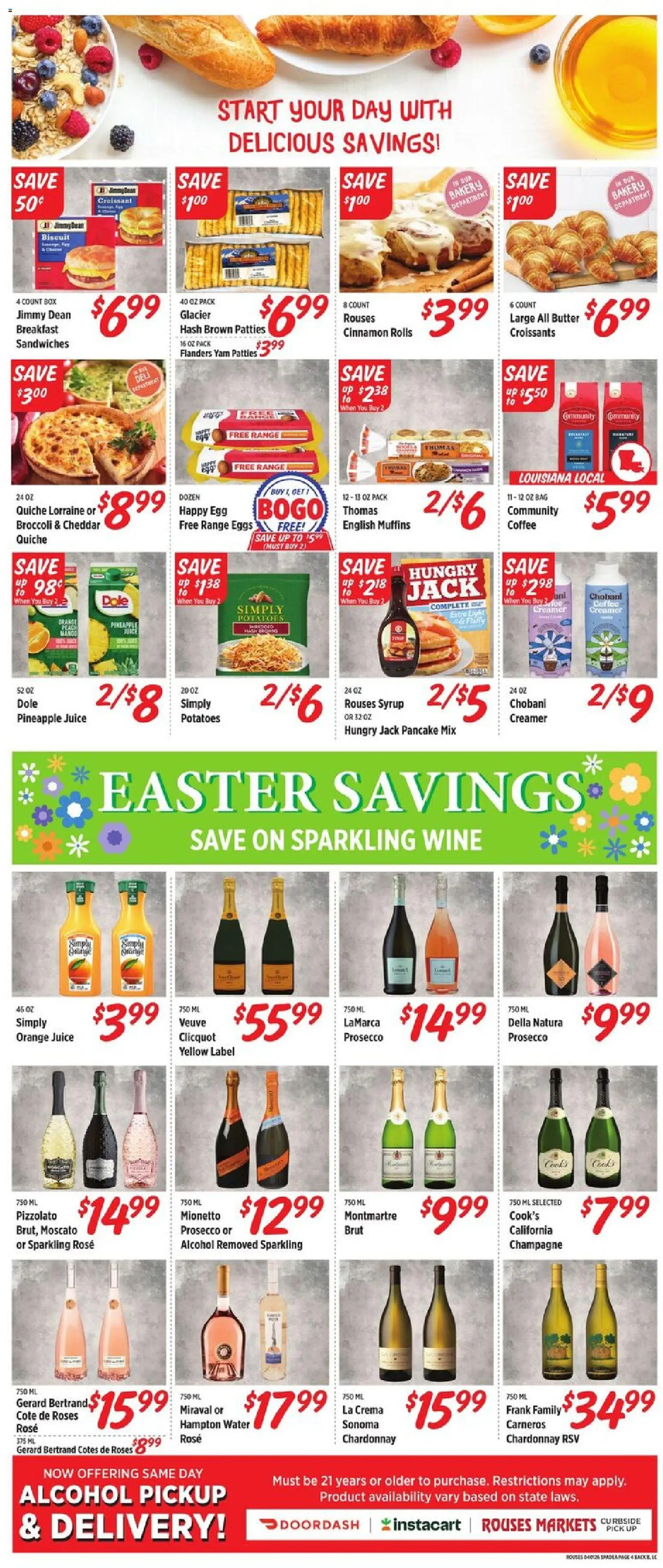 Rouses Weekly Ad - valid from 01.04.2026 | Page: 9 | Products: Bakery, Juice, Water, Croissants