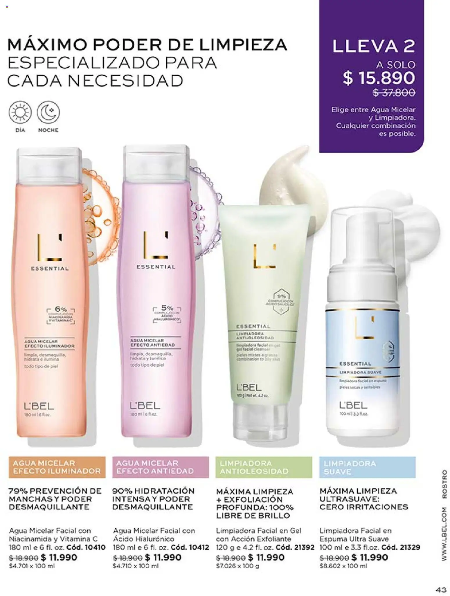 L'Bel Campaña 8 │ válido desde el 30.04.2026 | Página: 45 | Productos: Desmaquillante, Agua, Espuma, Iluminador
