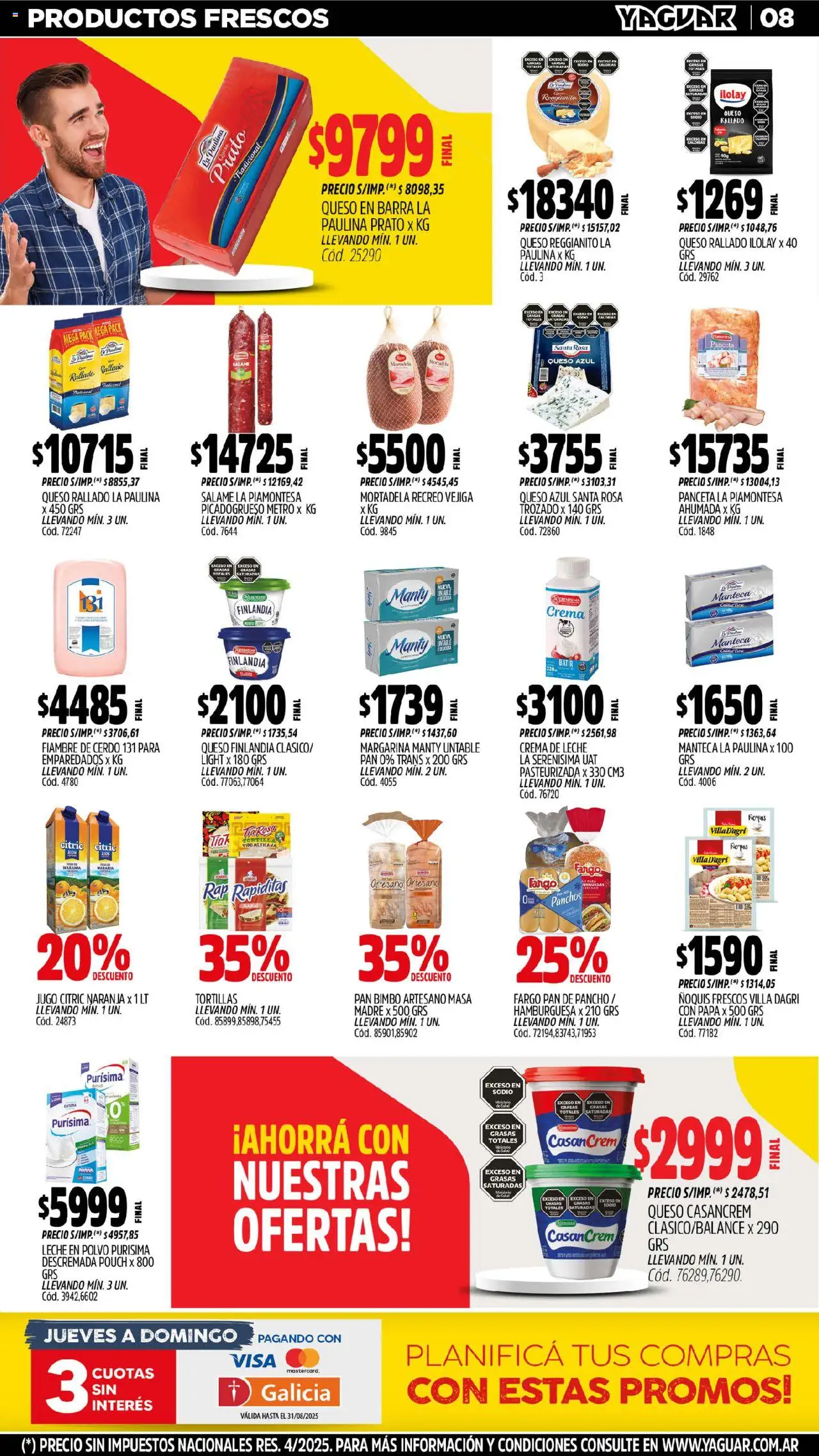 Yaguar - Mar del Plata │ válido desde el 18.08.2025 | Página: 8 | Productos: Papa, Queso, Pan, Margarina