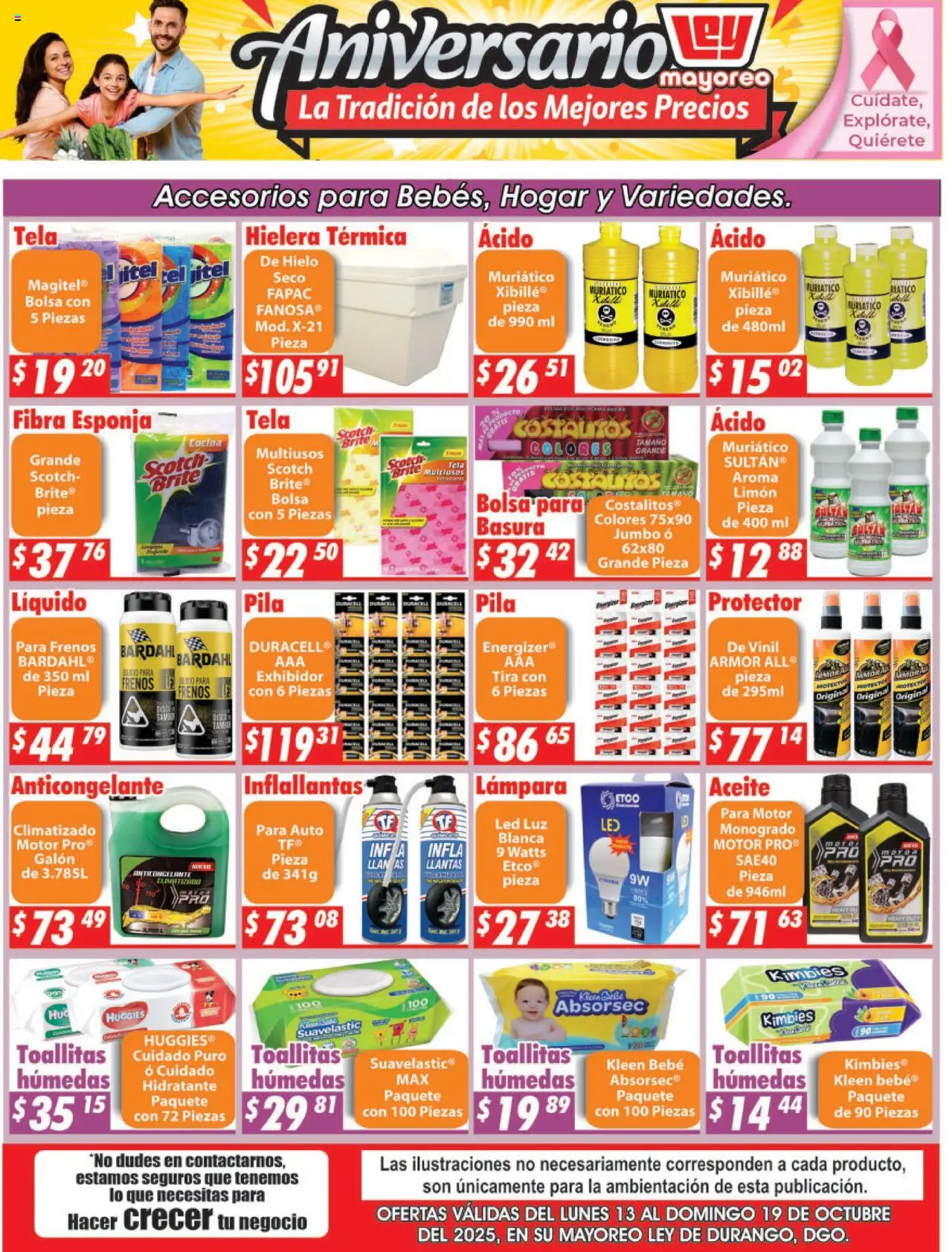Nuevas ofertas de Casa Ley válidas en toda la República Mexicana desde el 13.10.2025. ¡Encuentra las mejores ofertas en Casa Ley - Folleto Mayoreo! | Página: 1 | Productos: Bolsa, Toallitas húmedas, Aceite, Hielera