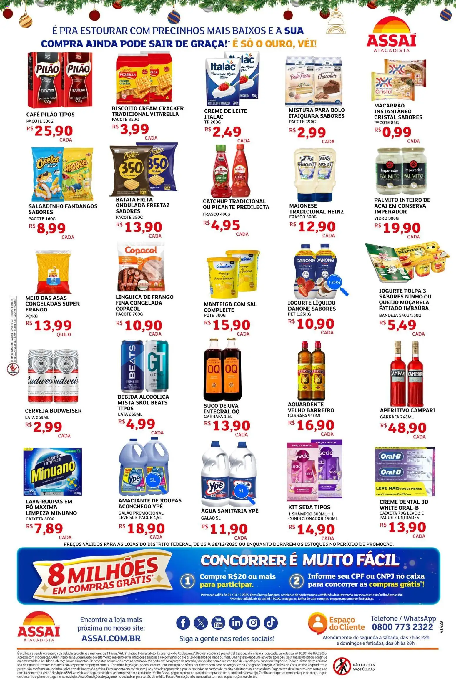 Assaí Atacadista Folheto - válido de 26.12.2025 | Página: 2 | Produtos: Queijo, Chocolate, Creme, Água sanitária