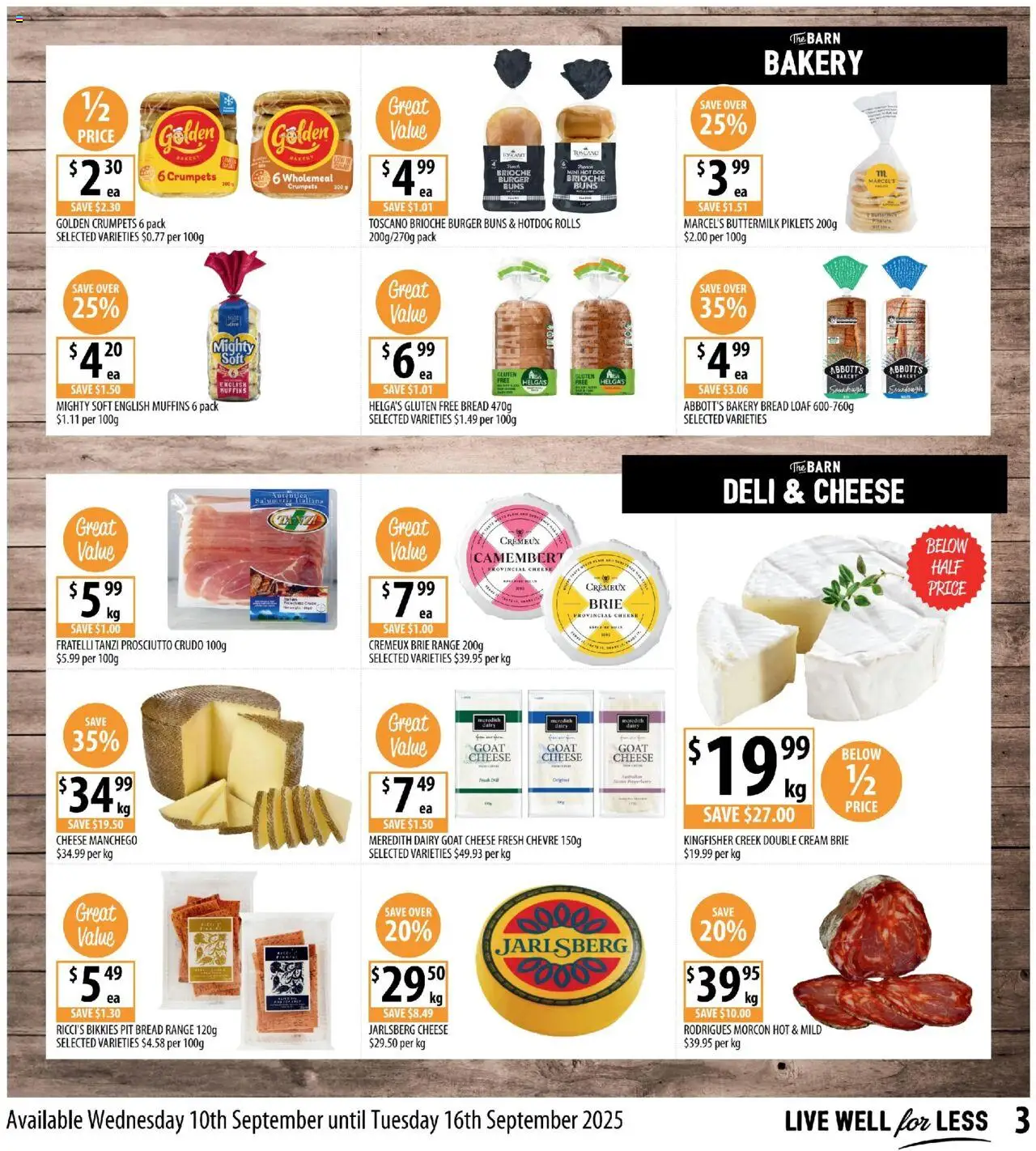 Supabarn catalogue - valid from 10.09.2025 | Page: 3 | Products: Crumpets, Cheese, Bread, Cream