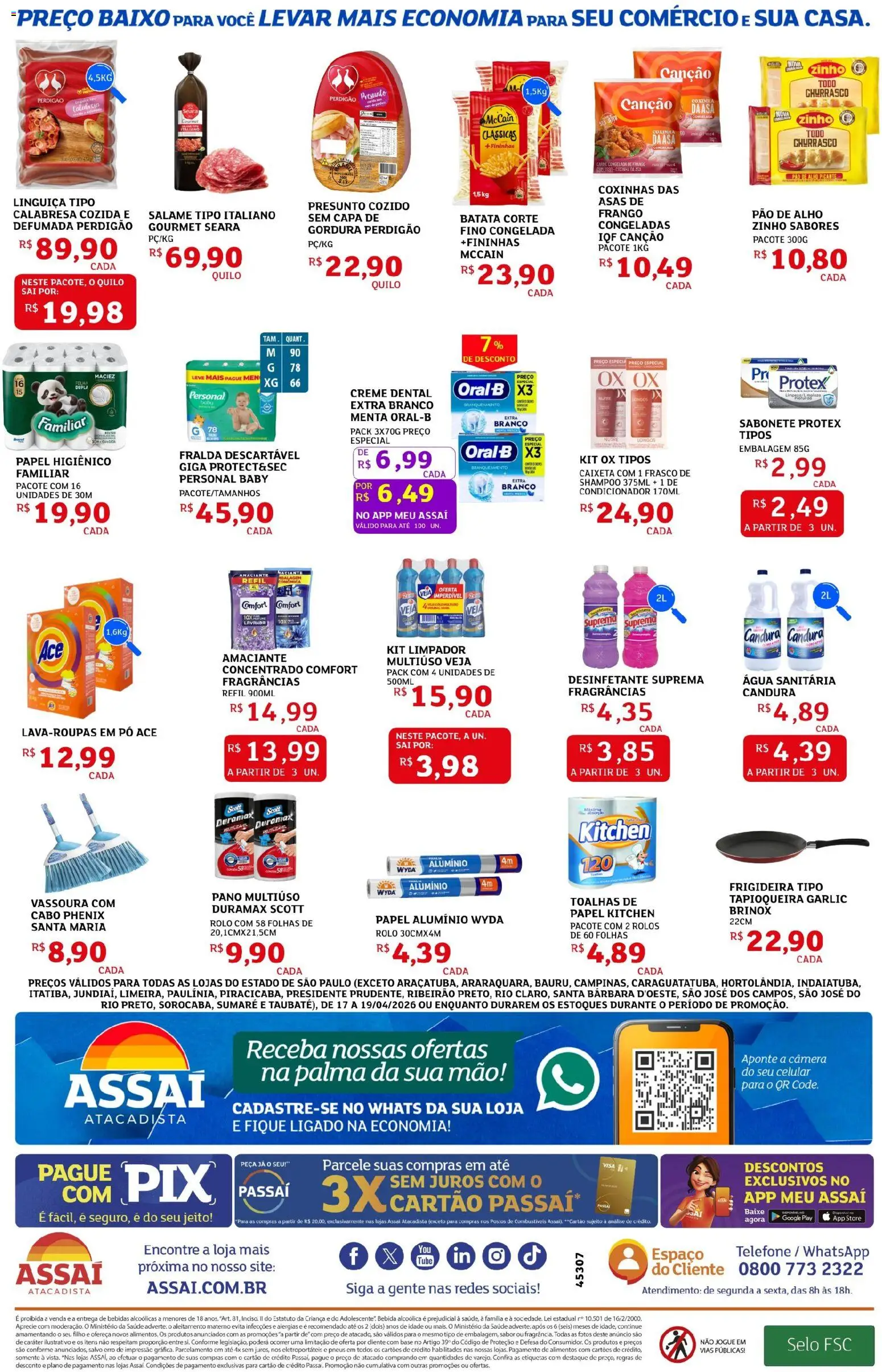 Assaí Atacadista Folheto - válido de 17.04.2026 | Página: 4 | Produtos: Creme, Baixo, Frango, Desinfetante