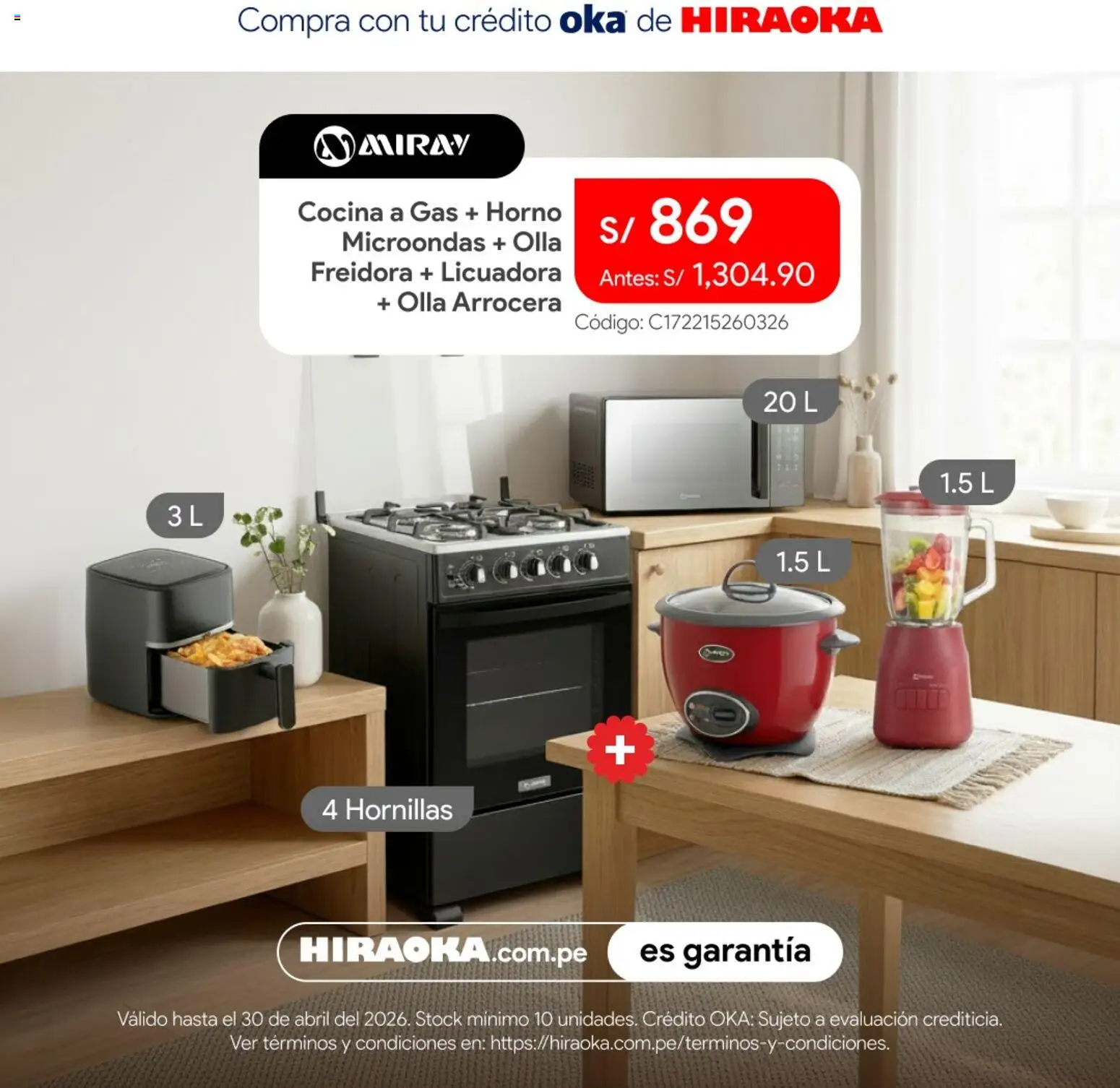 Catálogo Hiraoka válido desde 28.04.2026 | Página: 4 | Productos: Horno, Horno microondas, Cocina, Freidora