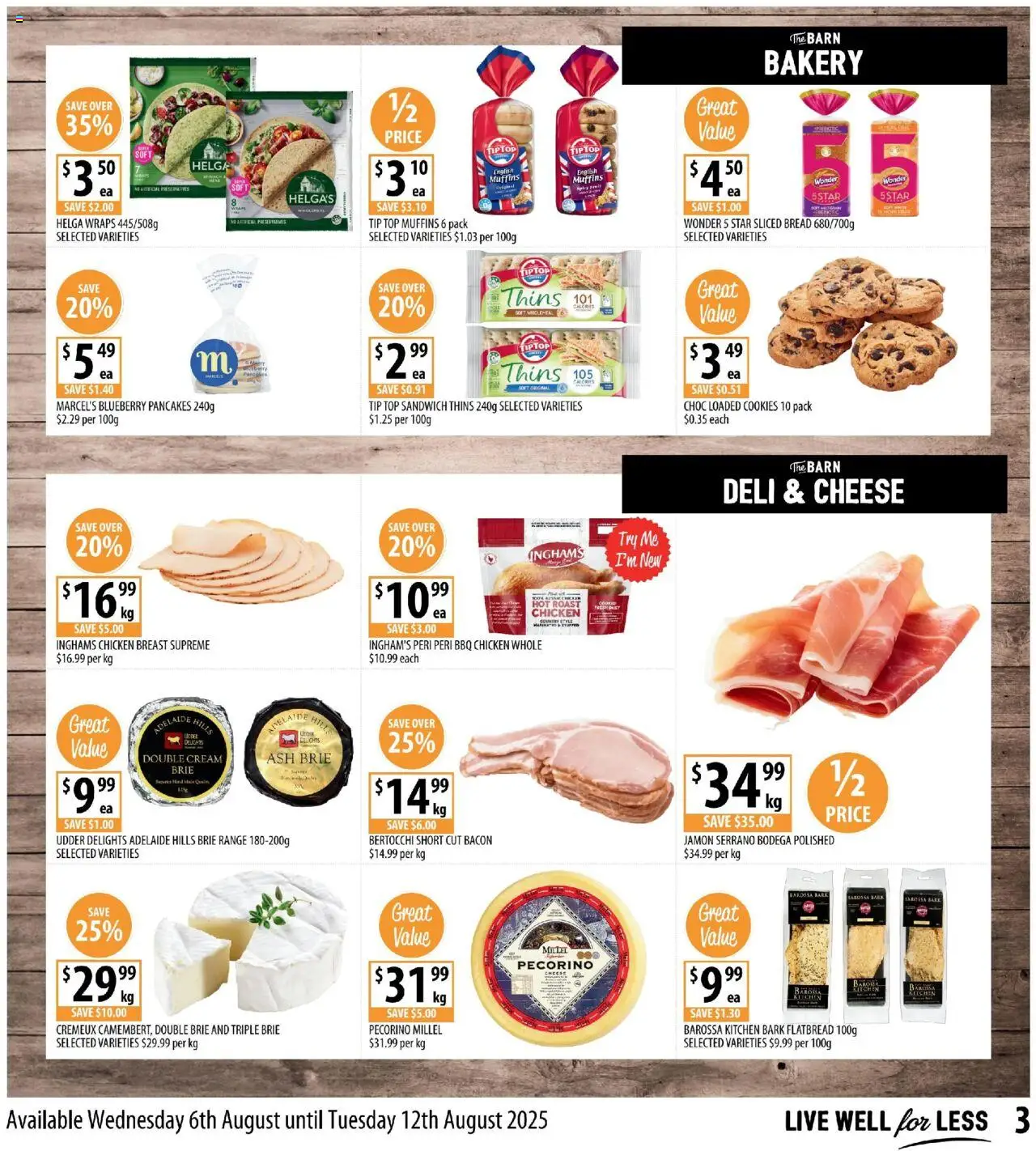 Supabarn catalogue - valid from 06.08.2025 | Page: 3 | Products: Cheese, Bread, Chicken, Bakery
