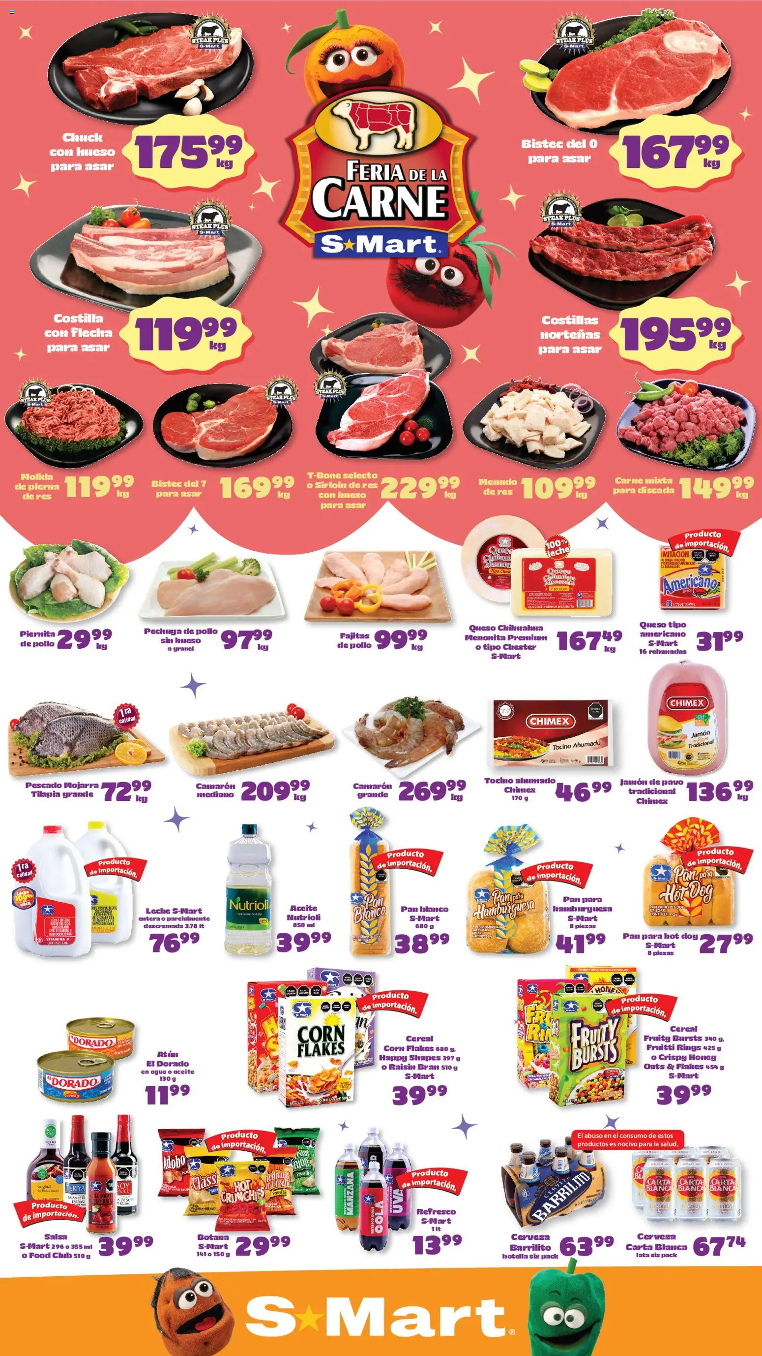 Nuevas ofertas de S-Mart válidas en toda la República Mexicana desde el 17.04.2026. ¡Encuentra las mejores ofertas en S-Mart folleto Monterrey! | Página: 1 | Productos: Atún, Aceite, Pan, Res