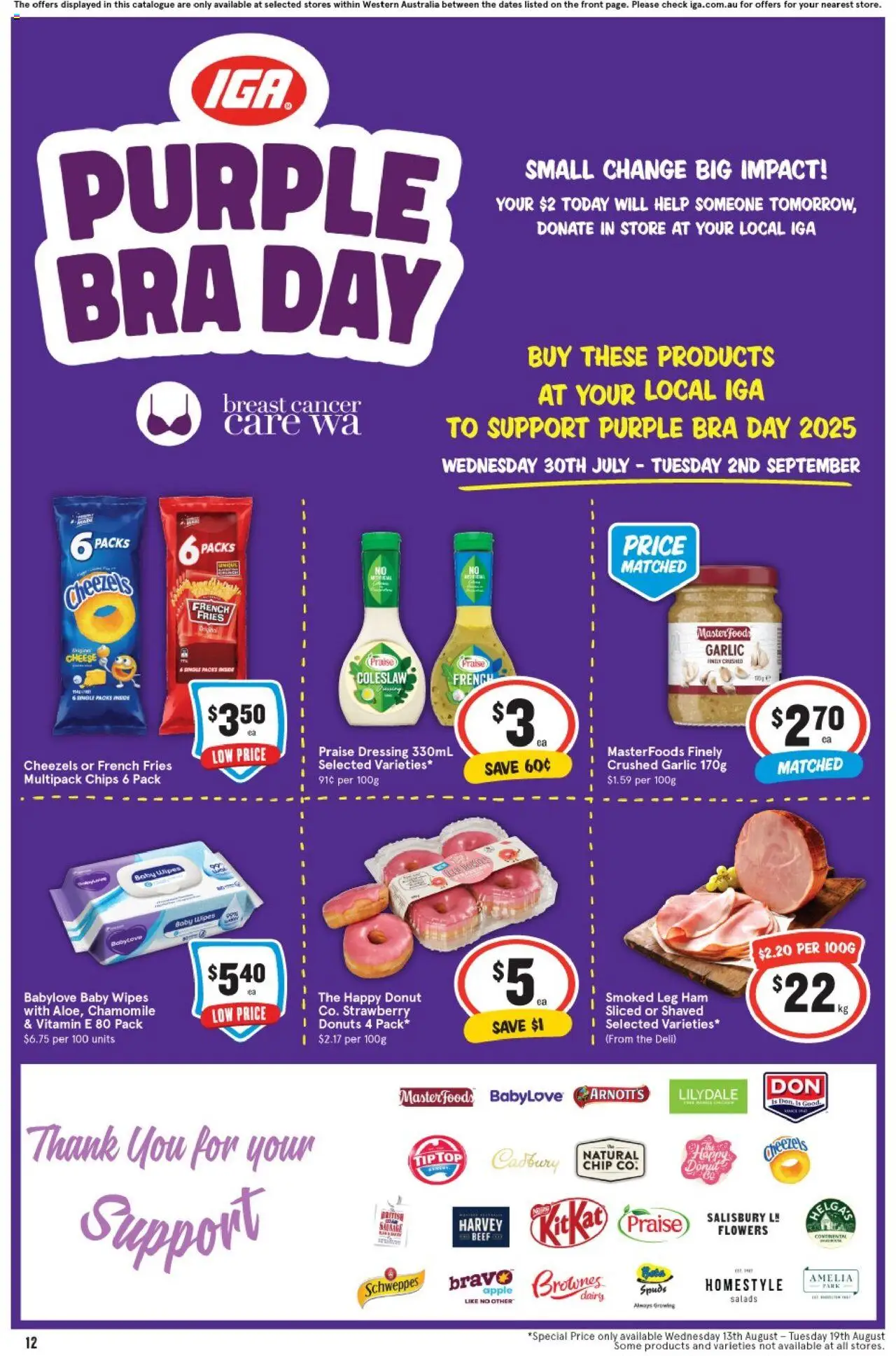 IGA catalogue - valid from 13.08.2025 | Page: 12 | Products: Dairy, Donuts, Chicken, Bra