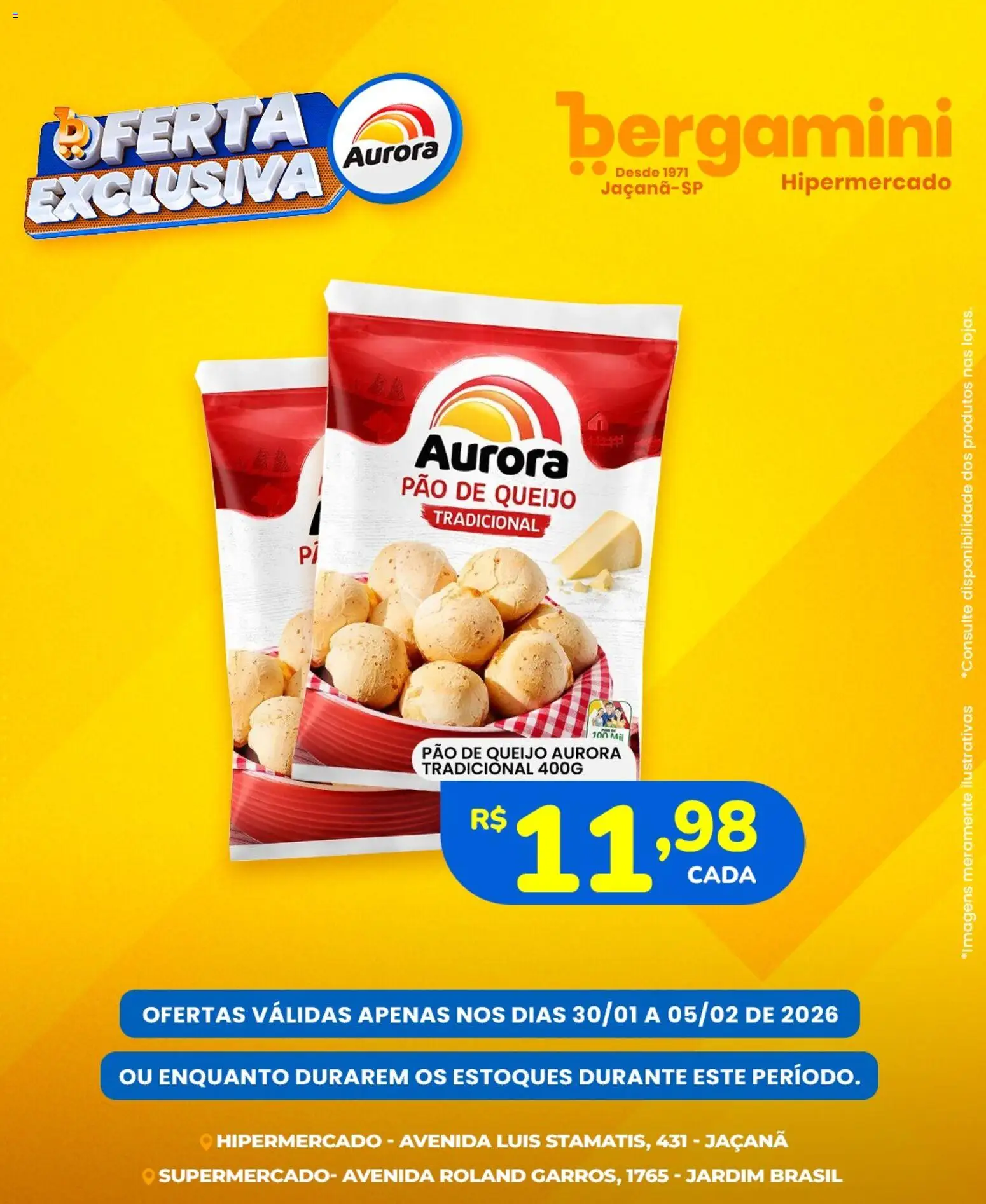Supermercado Bergamini Folheto - válido de 30.01.2026 | Página: 3 | Produtos: Queijo, Pão, Pão de queijo