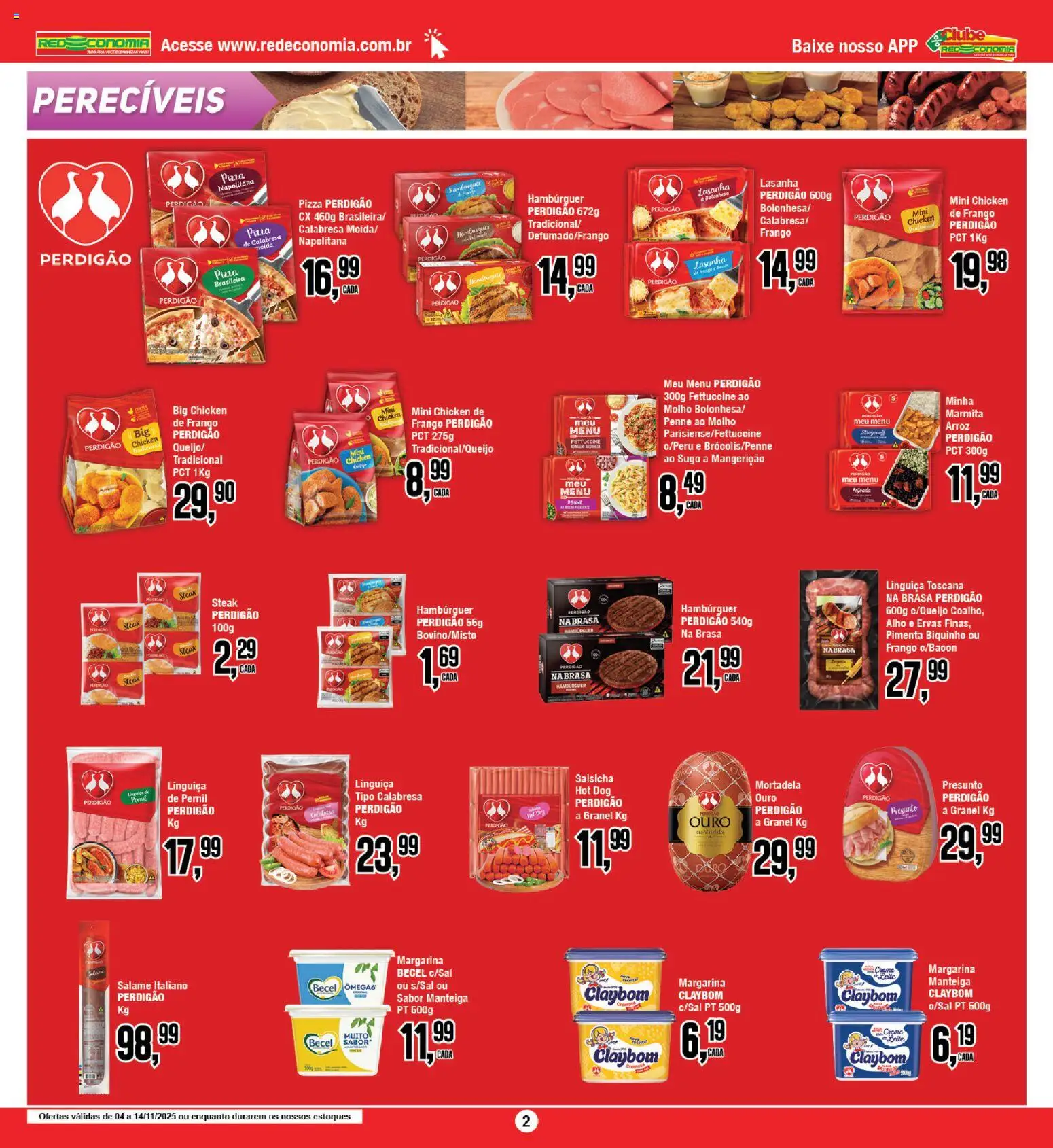 RedEconomia Folheto - válido de 14.11.2025 | Página: 2 | Produtos: Alho, Salame, Pizza, Mortadela