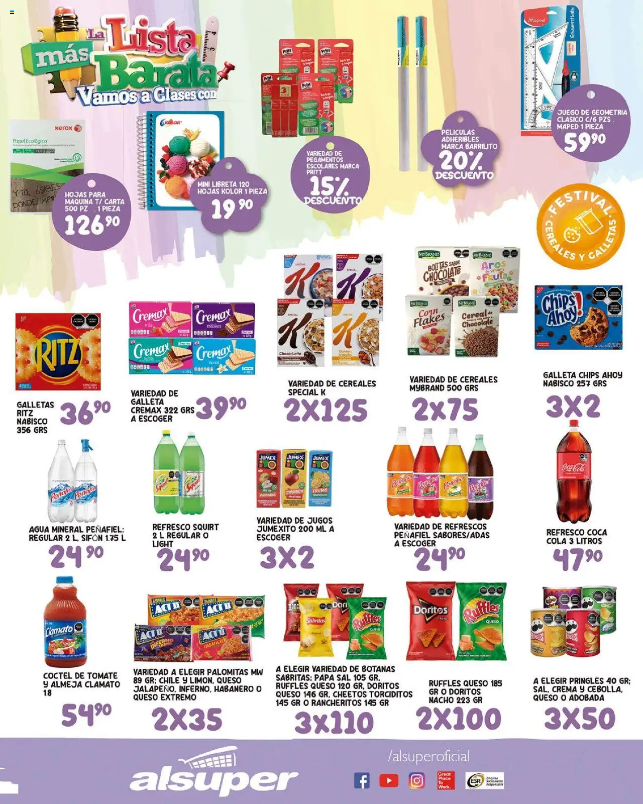 Nuevas ofertas de Alsuper válidas en toda la República Mexicana desde el 22.08.2025. ¡Encuentra las mejores ofertas en Alsuper - Folleto - Chihuahua Estado! | Página: 3 | Productos: Sal, Crema, Queso, Chocolate