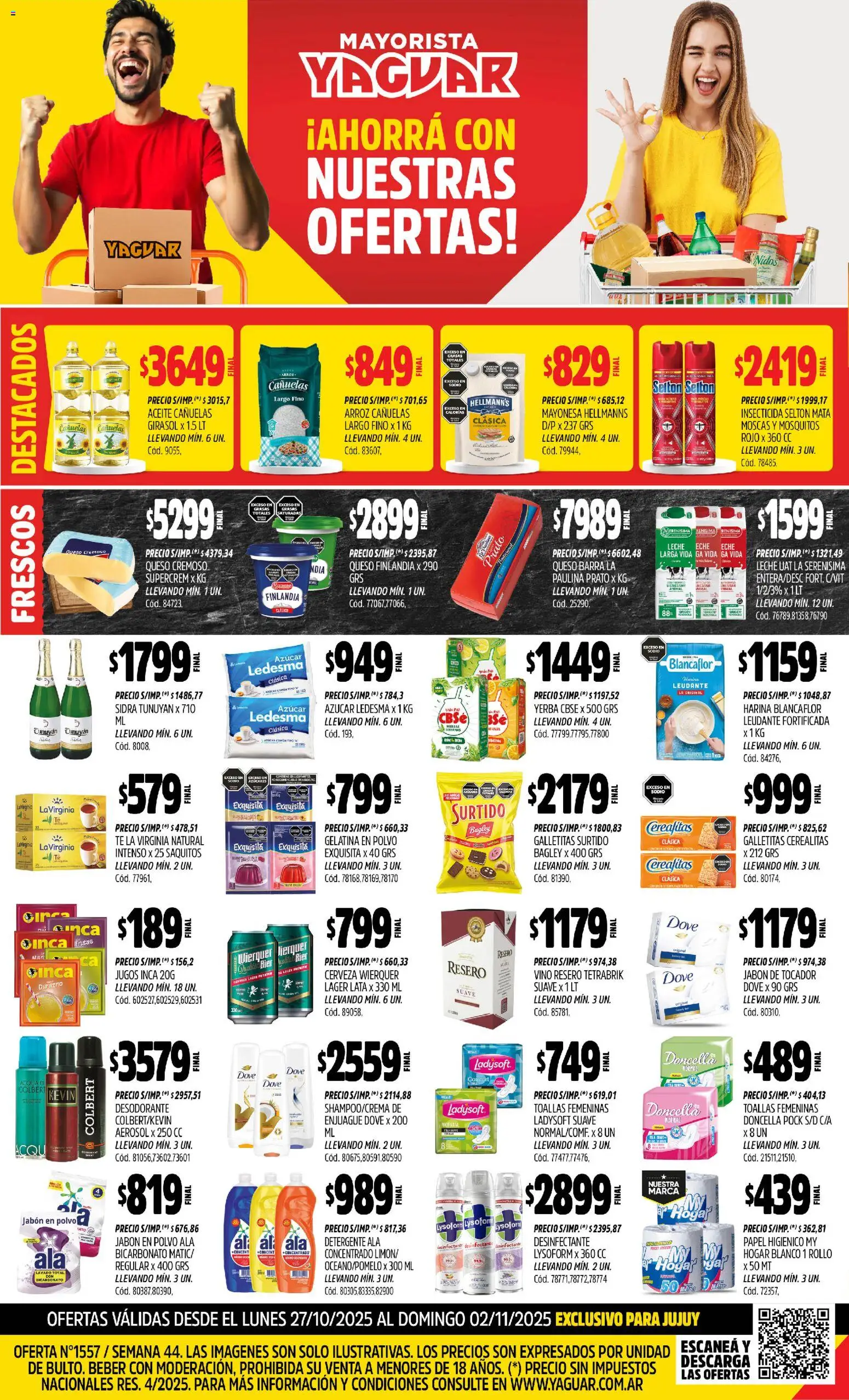 Yaguar - Jujuy │ válido desde el 27.10.2025 | Página: 1 | Productos: Galletitas, Harina, Aceite, Queso