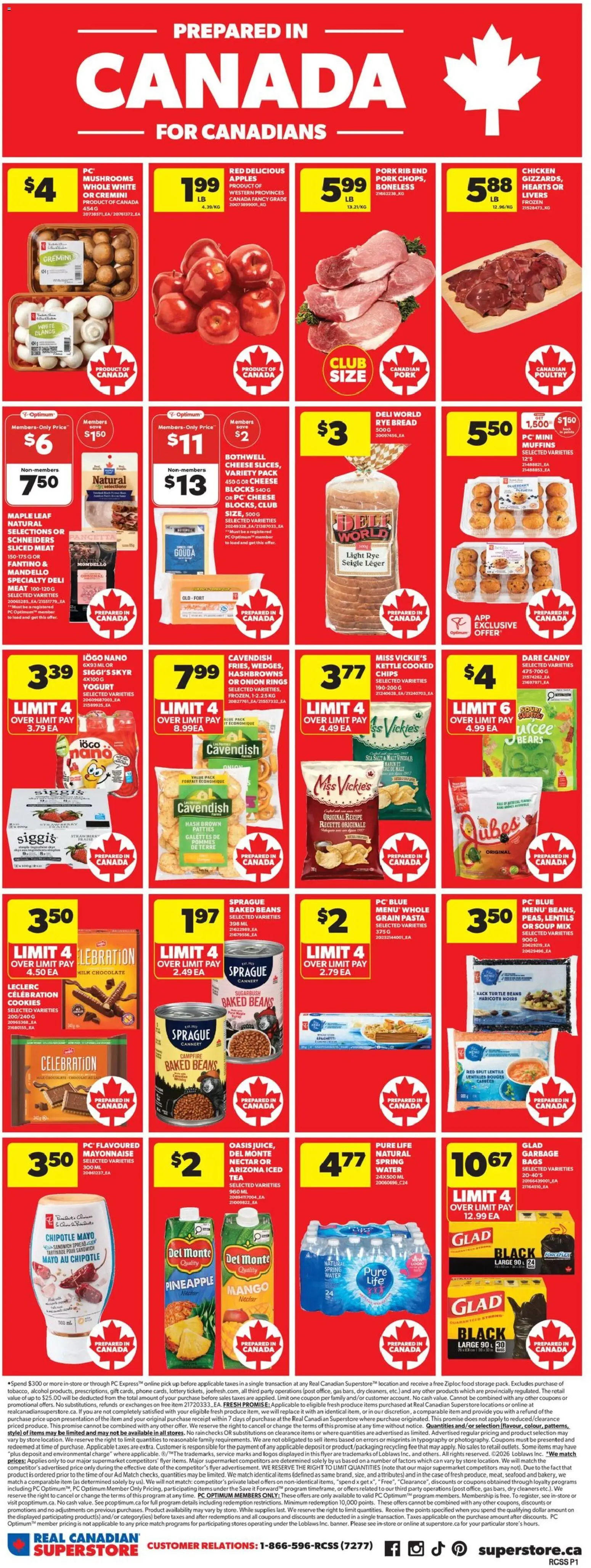Real Canadian Superstore flyer valid from 01.01.2026 | Page: 6 | Products: Case, Kettle, Pork, Apples