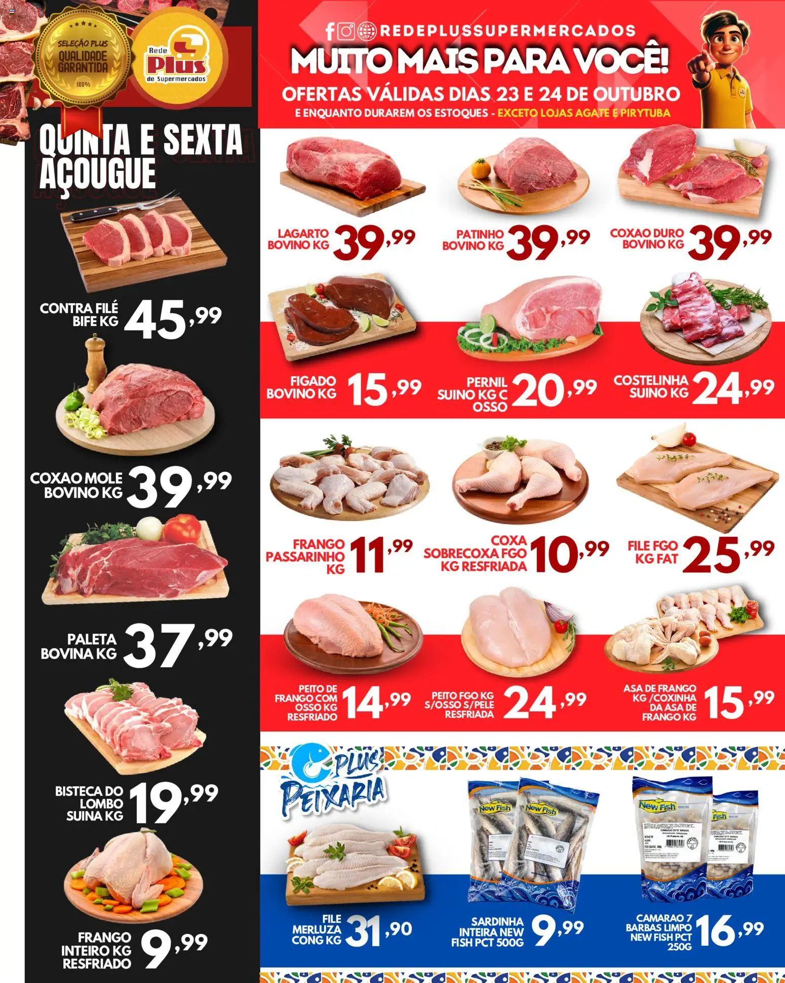 Rede Plus Supermercados Folheto - válido de 22.10.2025 | Página: 2 | Produtos: Contra filé, Lombo, Pernil, Frango