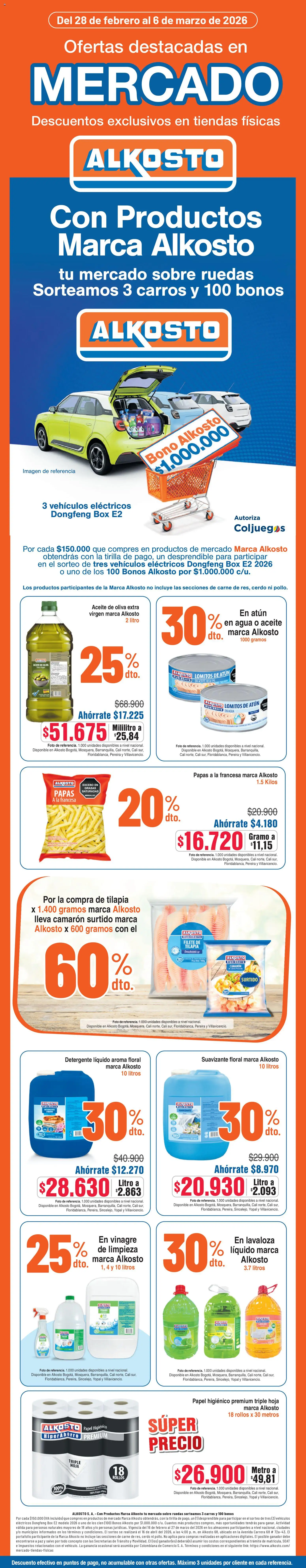 Alkosto revista - valida desde el 28.02.2026 | Página: 1 | Productos: Agua, Atún, Peso, Oliva