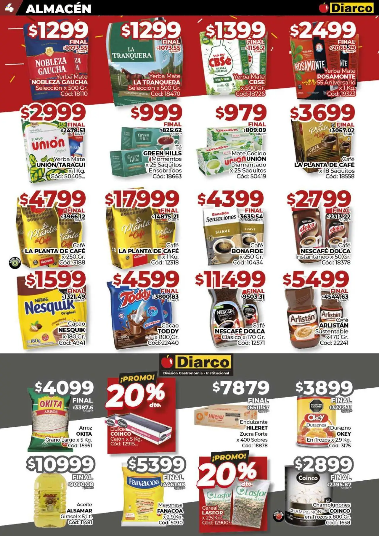 Diarco ofertas │ válido desde el 18.08.2025 | Página: 4 | Productos: Mate, Aceite, Arroz, Cacao