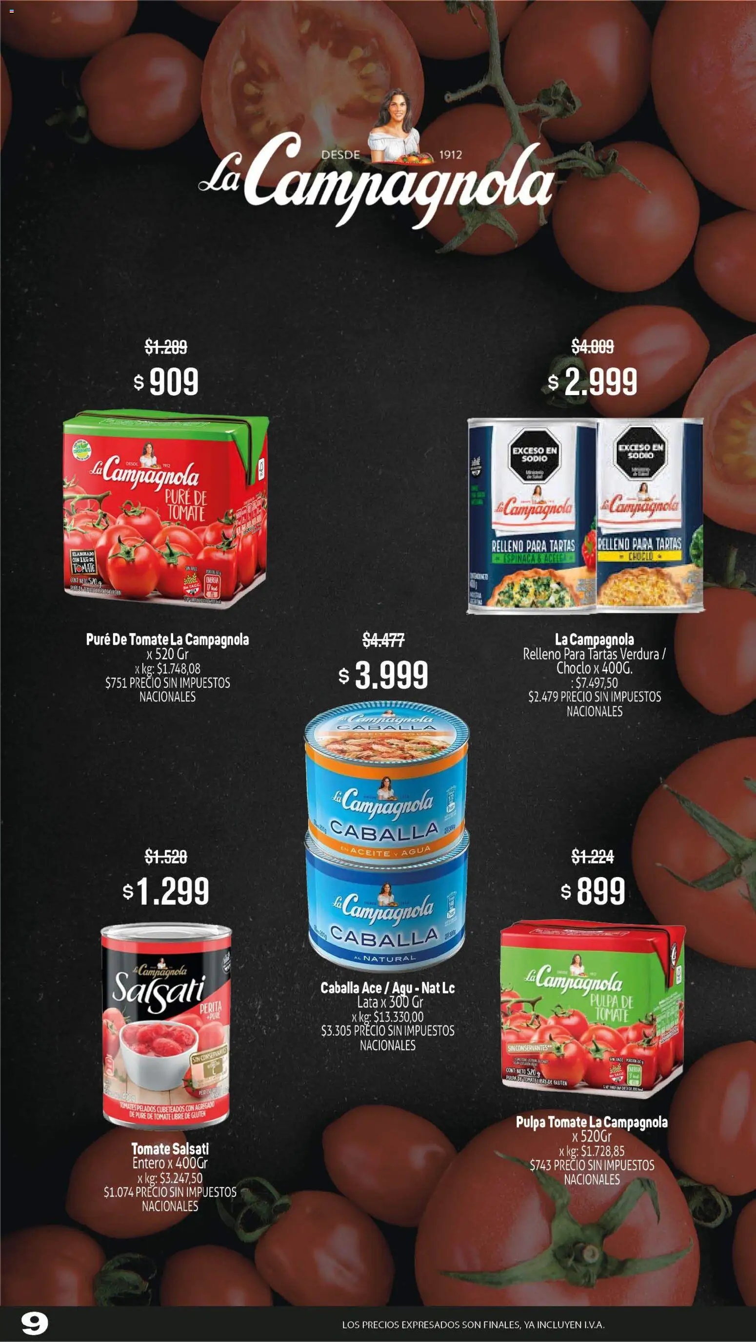 Makro ofertas │ válido desde el 23.04.2026 | Página: 9 | Productos: Tomate, Agua, Pure de Tomate, Tomates