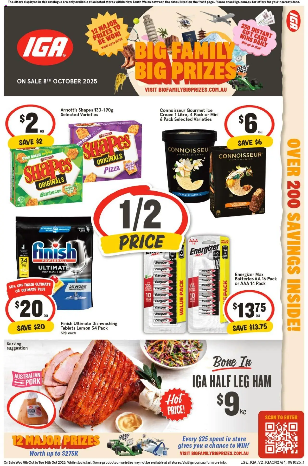 IGA catalogue - valid from 08.10.2025 | Page: 1 | Products: Pizza, Cream, Ice cream, Lemon