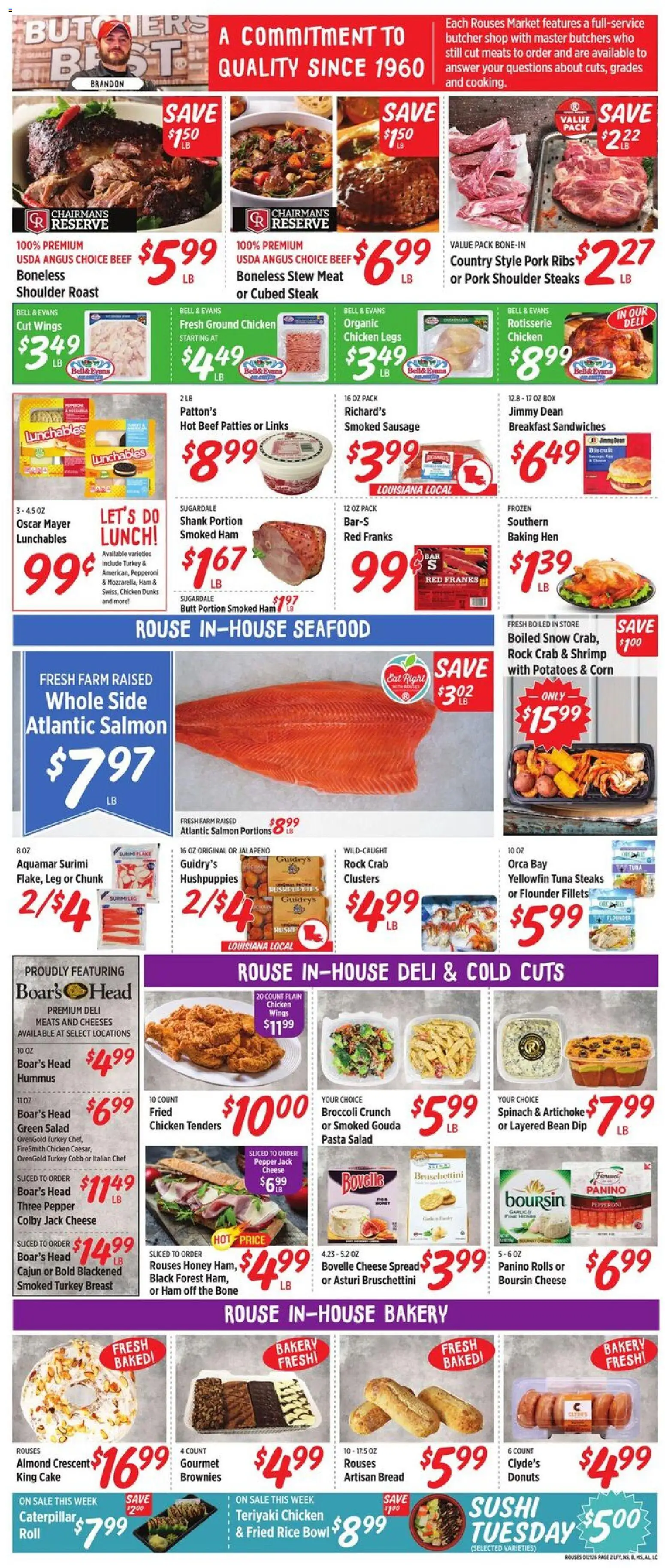 Rouses Weekly Ad - MS - valid from 21.01.2026 | Page: 6 | Products: Bakery, Broccoli, Beef, Potatoes