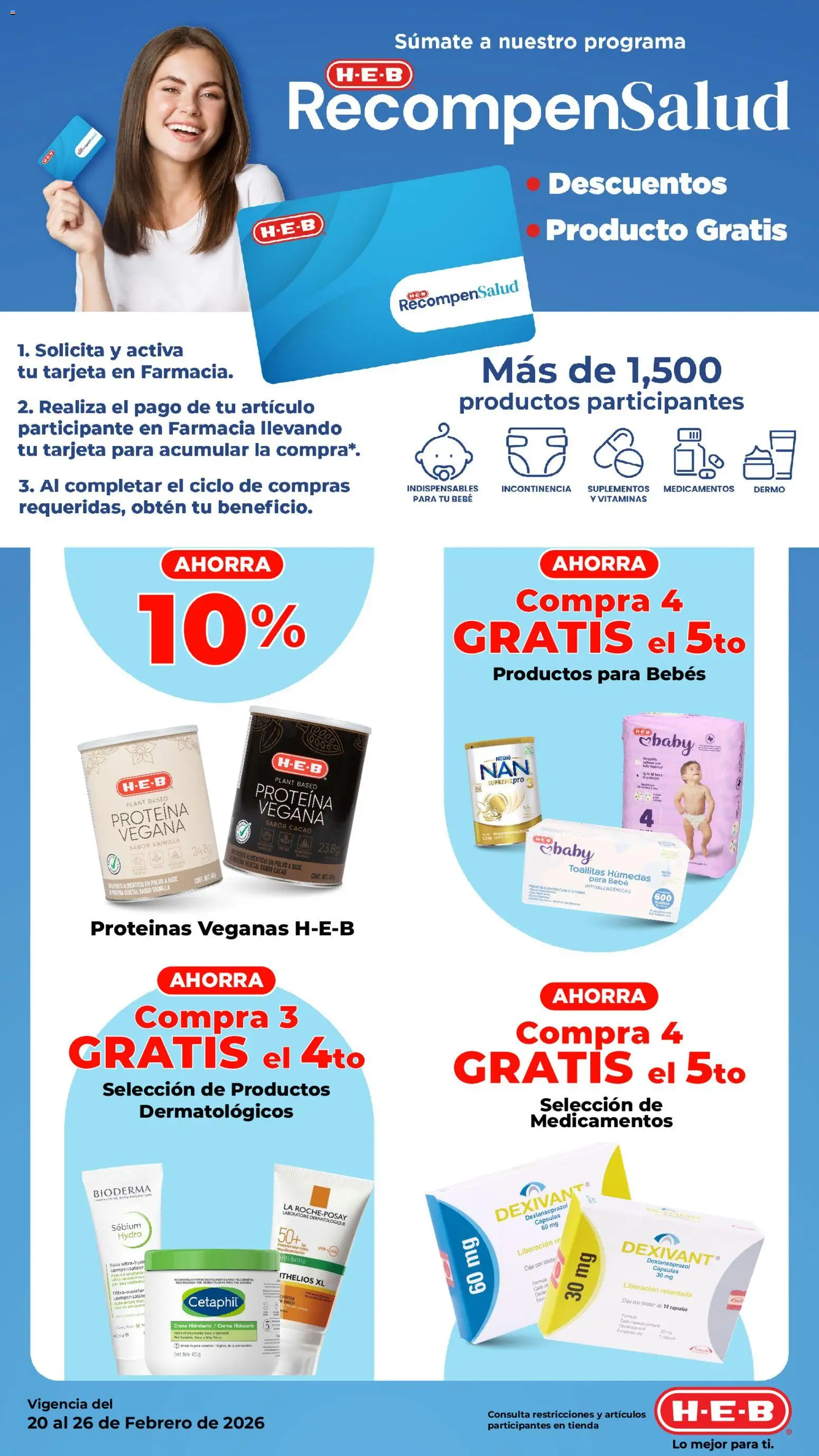 Nuevas ofertas de H-E-B válidas en toda la República Mexicana desde el 20.02.2026. ¡Encuentra las mejores ofertas en H-E-B folleto! | Página: 11 | Productos: Toallitas húmedas, Cacao, Vitaminas, Polvo
