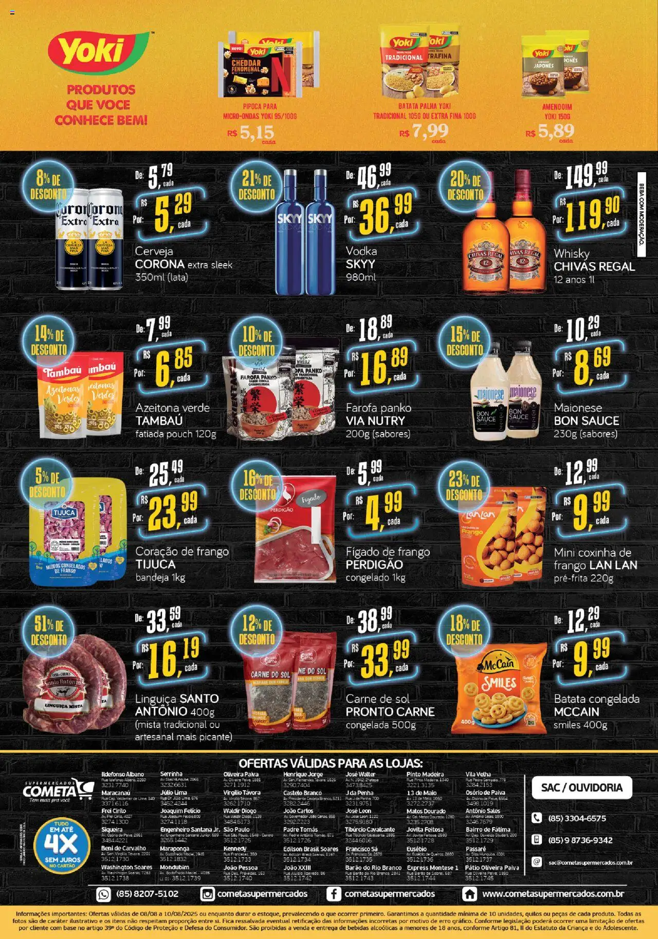 Cometa Supermercados Folheto - válido de 08.08.2025 | Página: 2 | Produtos: Whisky, Cheddar, Vodka, Batata palha