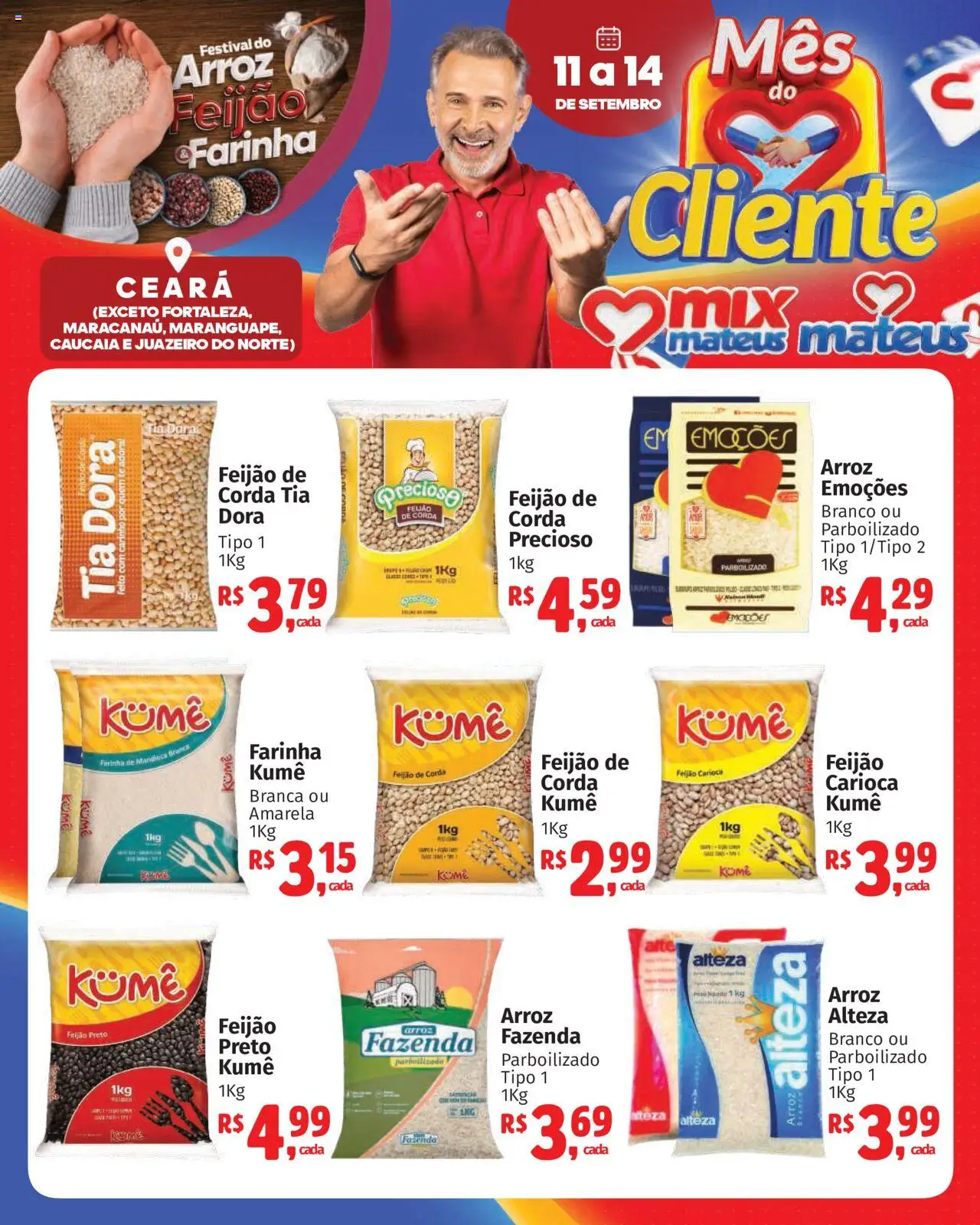Mateus Folheto - válido de 11.09.2025 | Página: 1 | Produtos: Feijão, Corda, Arroz
