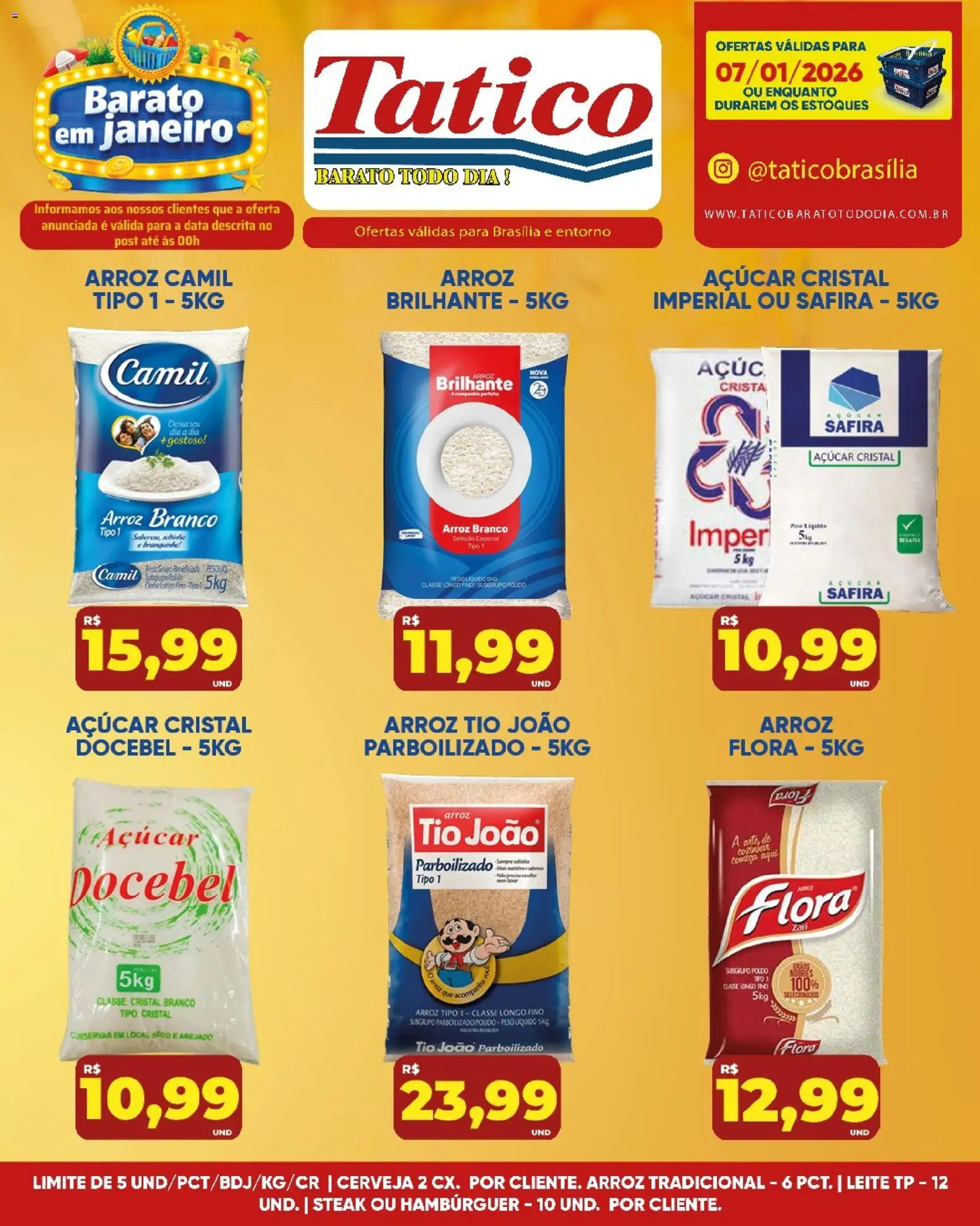 Tatico Folheto - válido de 08.01.2026 | Página: 22 | Produtos: Cerveja, Arroz, Hambúrguer, Açúcar