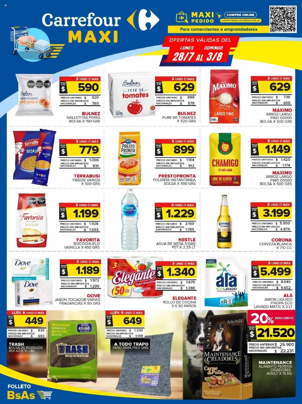 Carrefour Maxi catálogo - CABA/GBA │ válido desde el 28.07.2025 | Página: 1 | Productos: Bolsa, Cocina, Polenta, Fideos