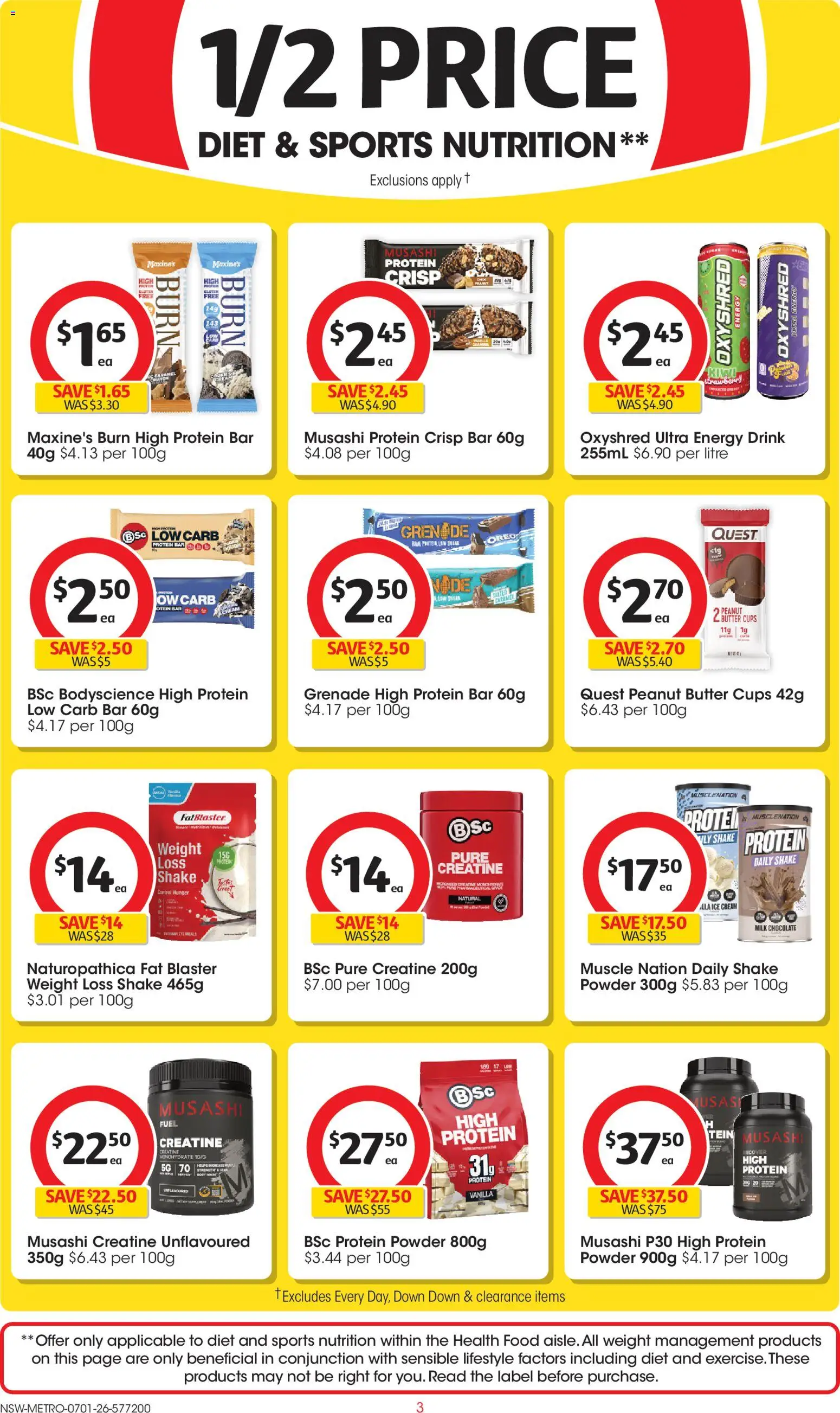 Coles catalogue - valid from 07.01.2026 | Page: 3 | Products: Powder, Butter, Energy drink, Ice cream