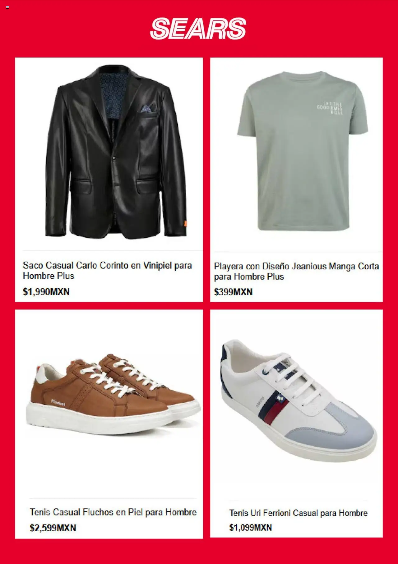 Nuevas ofertas de Sears válidas en toda la República Mexicana desde el 23.09.2025. ¡Encuentra las mejores ofertas en Sears - Promociones! | Página: 4 | Productos: Tenis, Manga, Playera