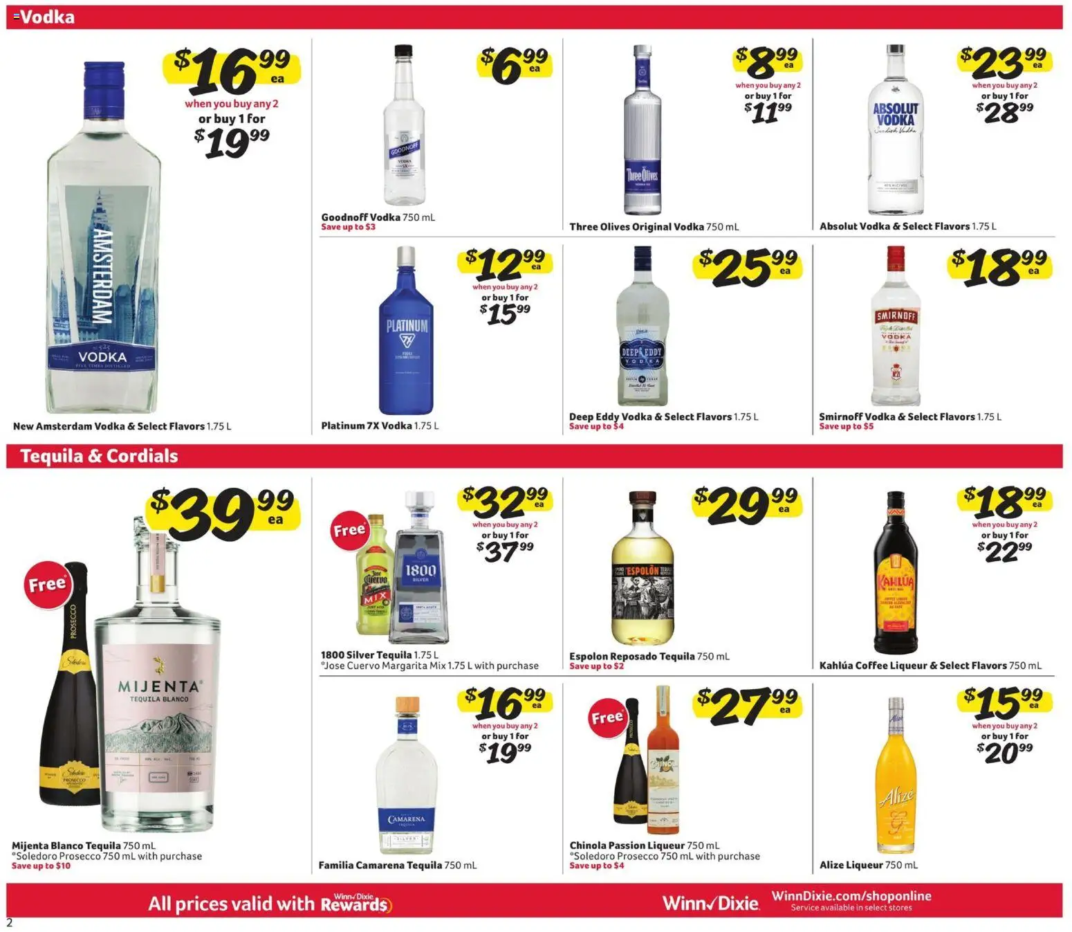 Winn Dixie Alcohol Flyer - valid from 03.11.2025 | Page: 2 | Products: Coffee, Vodka