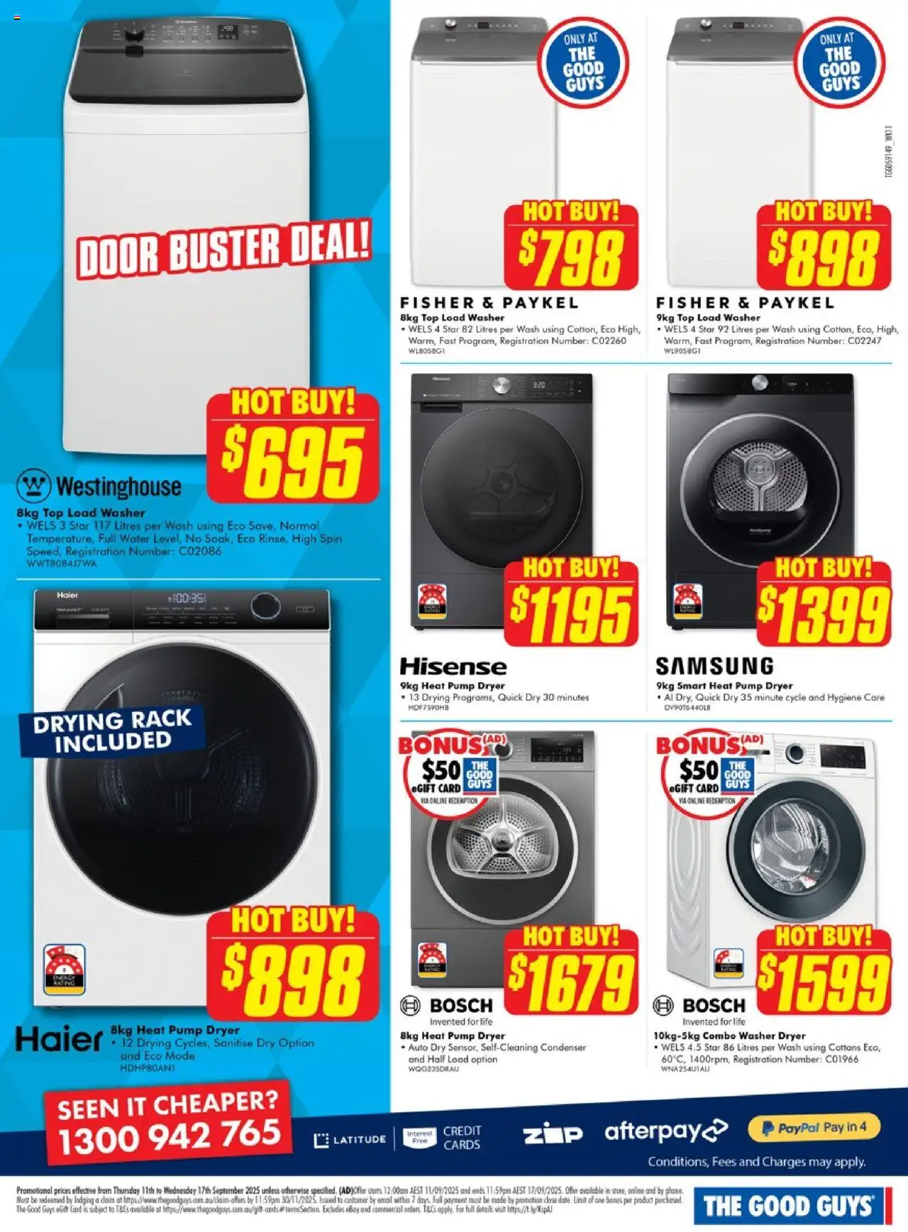 The Good Guys catalogue - valid from 10.09.2025 | Page: 12 | Products: Door, Water, Shorts, Dryer