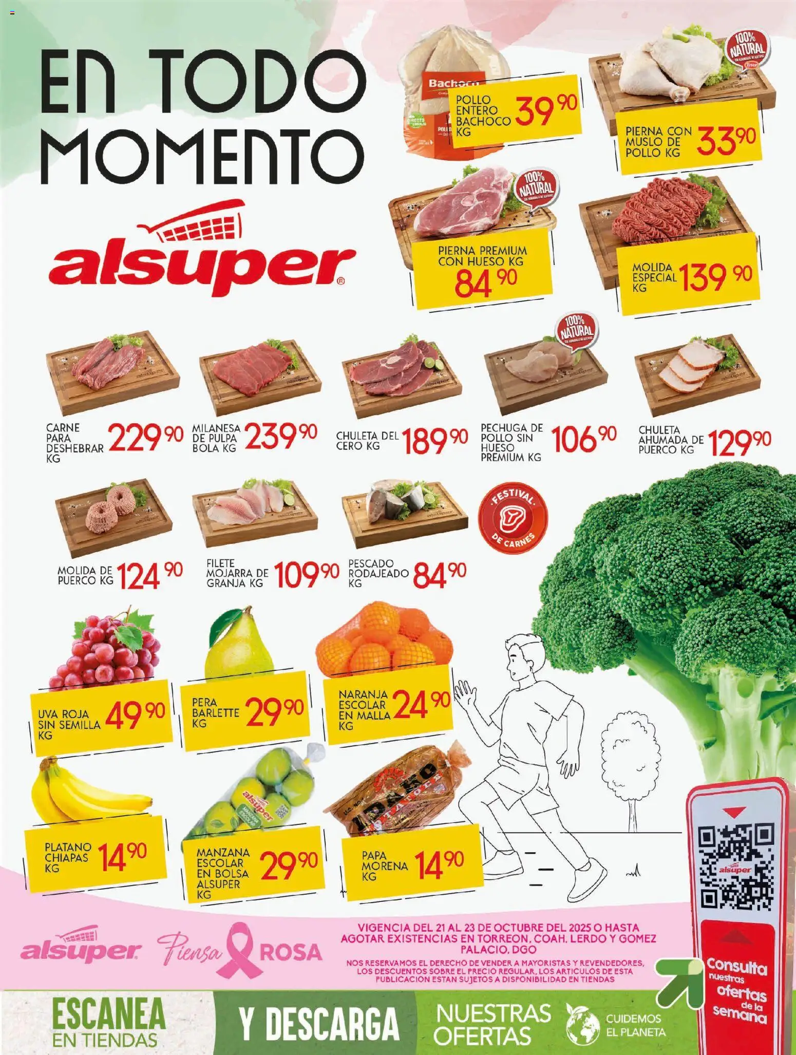 Nuevas ofertas de Alsuper válidas en toda la República Mexicana desde el 21.10.2025. ¡Encuentra las mejores ofertas en Alsuper folleto Laguna! | Página: 1 | Productos: Plátano, Pera, Manzana, Uva