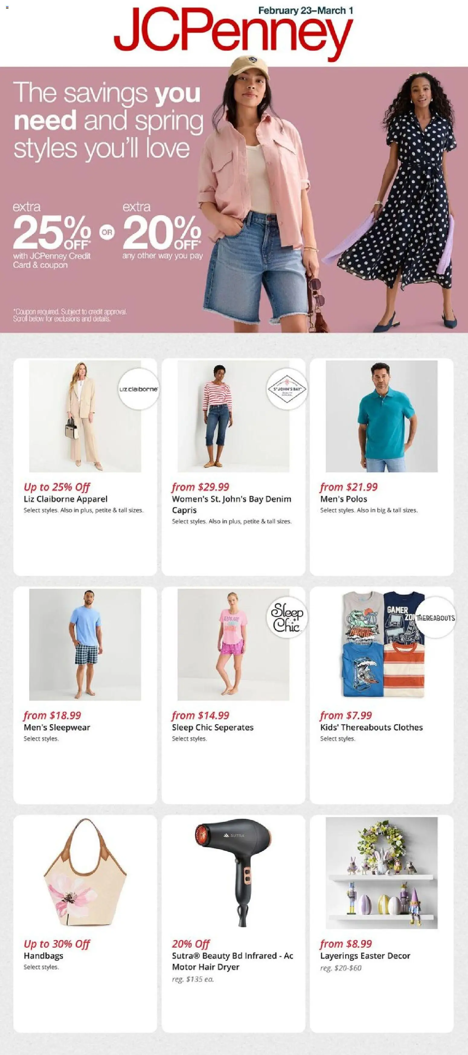 JCPenney Weekly Ad - valid from 23.02.2026 | Page: 1 | Products: Clothes, Hair dryer, Dryer