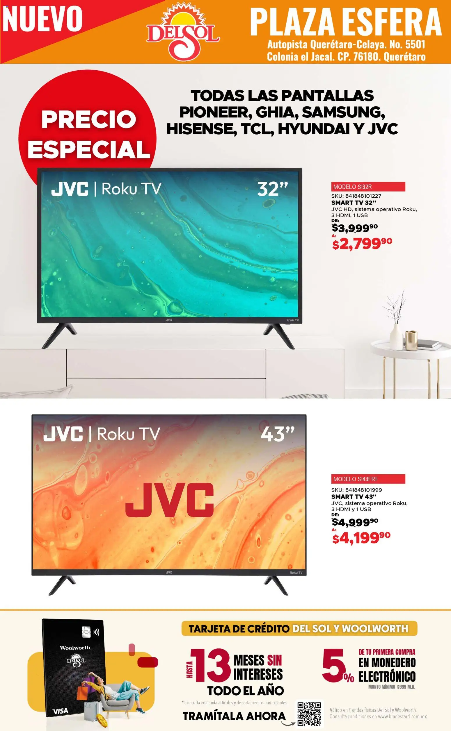 Nuevas ofertas de Del Sol y Woolworth válidas en toda la República Mexicana desde el 13.11.2025. ¡Encuentra las mejores ofertas en Del Sol y Woolworth catálogo Apertura Querétaro Esfera 1201! | Página: 17 | Productos: Usb, Pantallas, Monedero