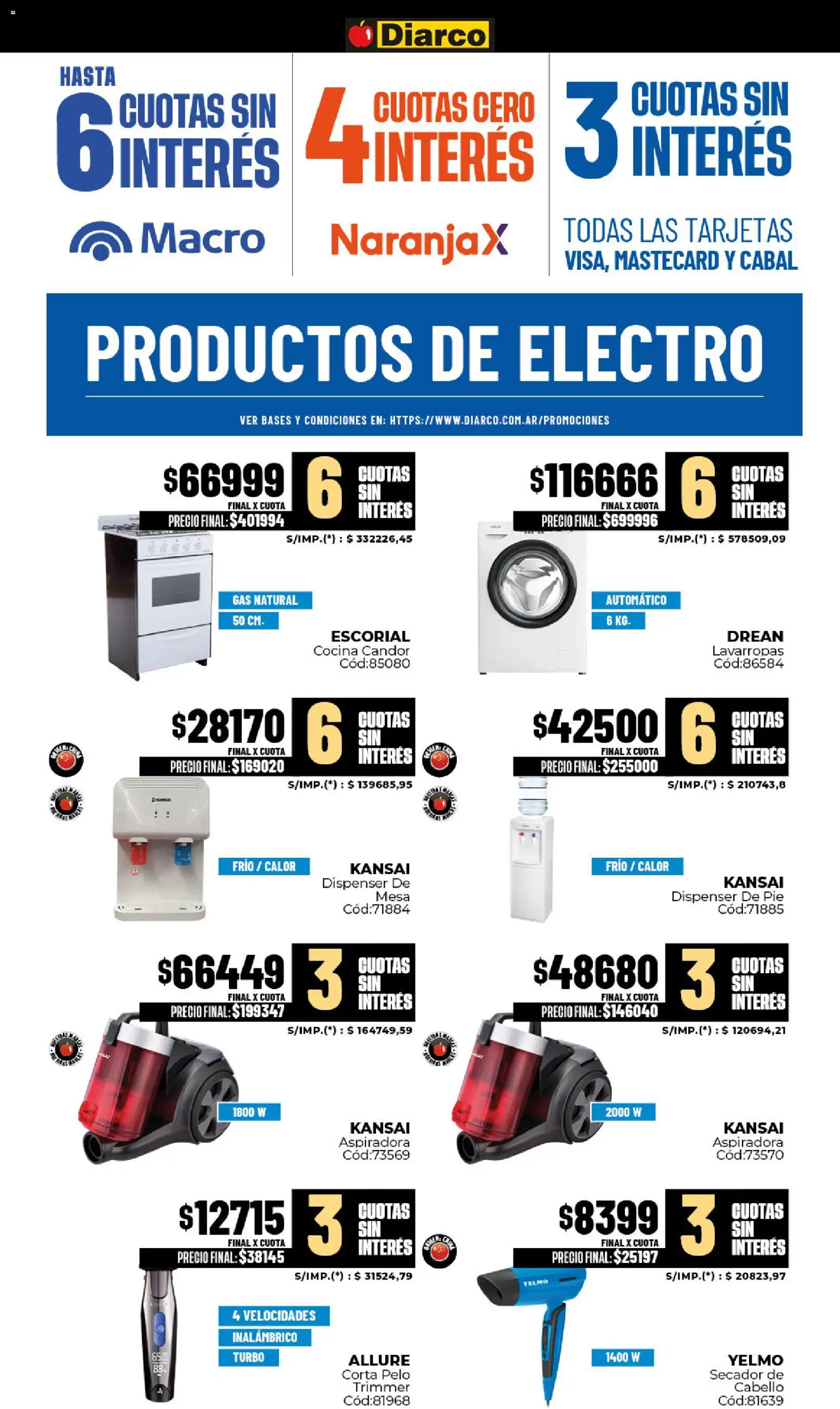 Diarco - Ofertas Sur │ válido desde el 24.11.2025 | Página: 21 | Productos: Cocina, Aspiradora, Mesa, Lavarropas