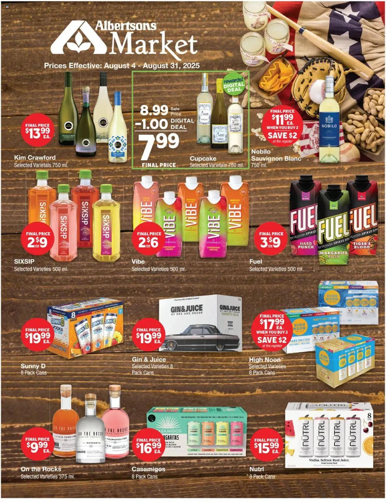 United Supermarkets Alcohol Flyer - valid from 04.08.2025 | Page: 2 | Products: Juice, Gin, Vodka, Cupcake